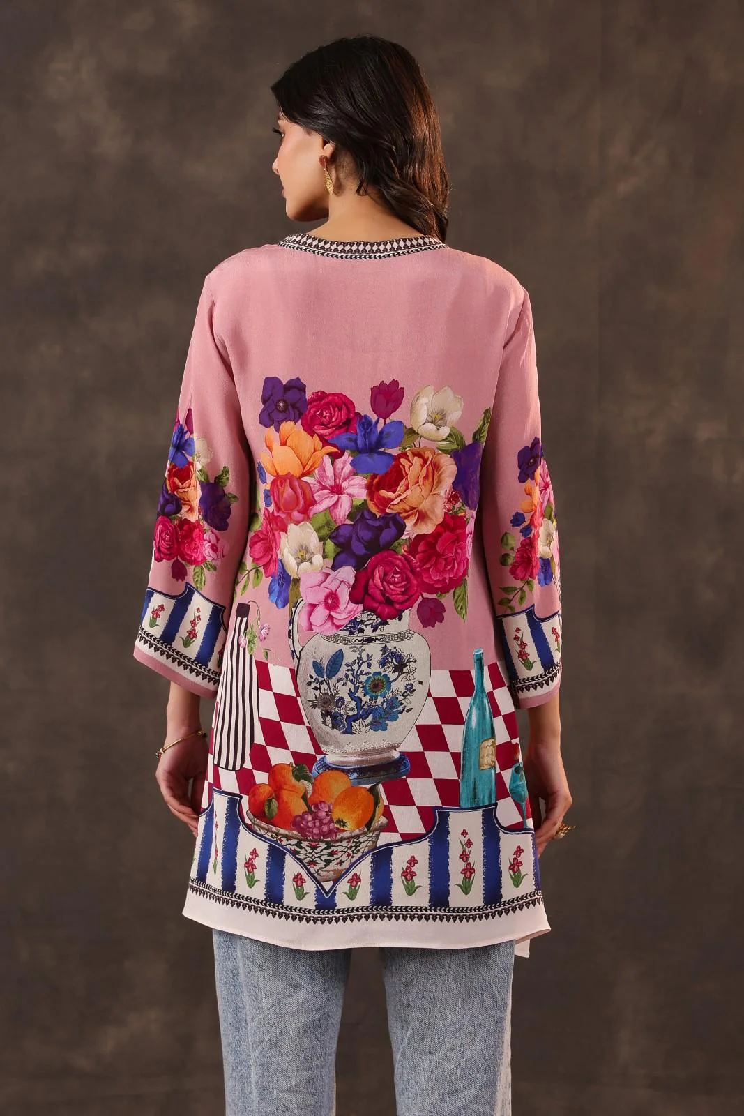 Gulaabi Noor Floral Printed Crepe Tunic Shirt - Image 4