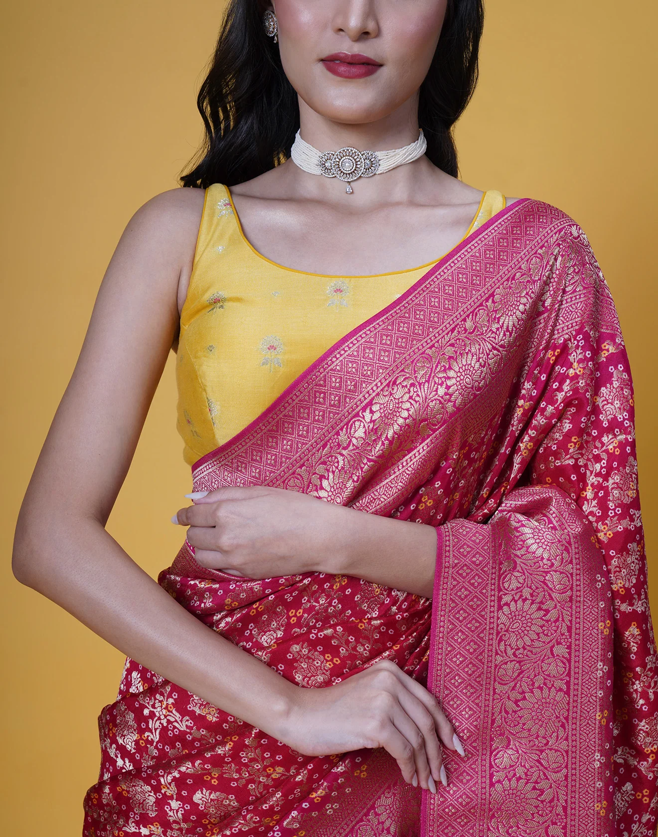 Gulmohar Drama Zari Woven Silk Saree - Image 4