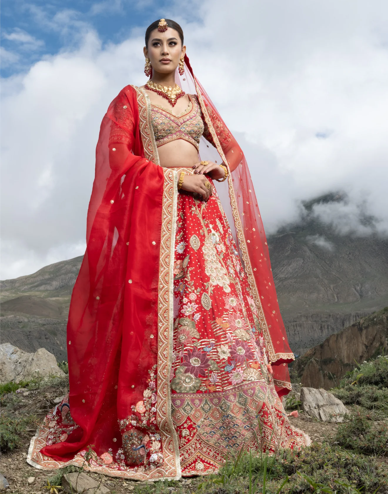 Gulposh Hand Embroidered Wedding Lehenga - Image 3