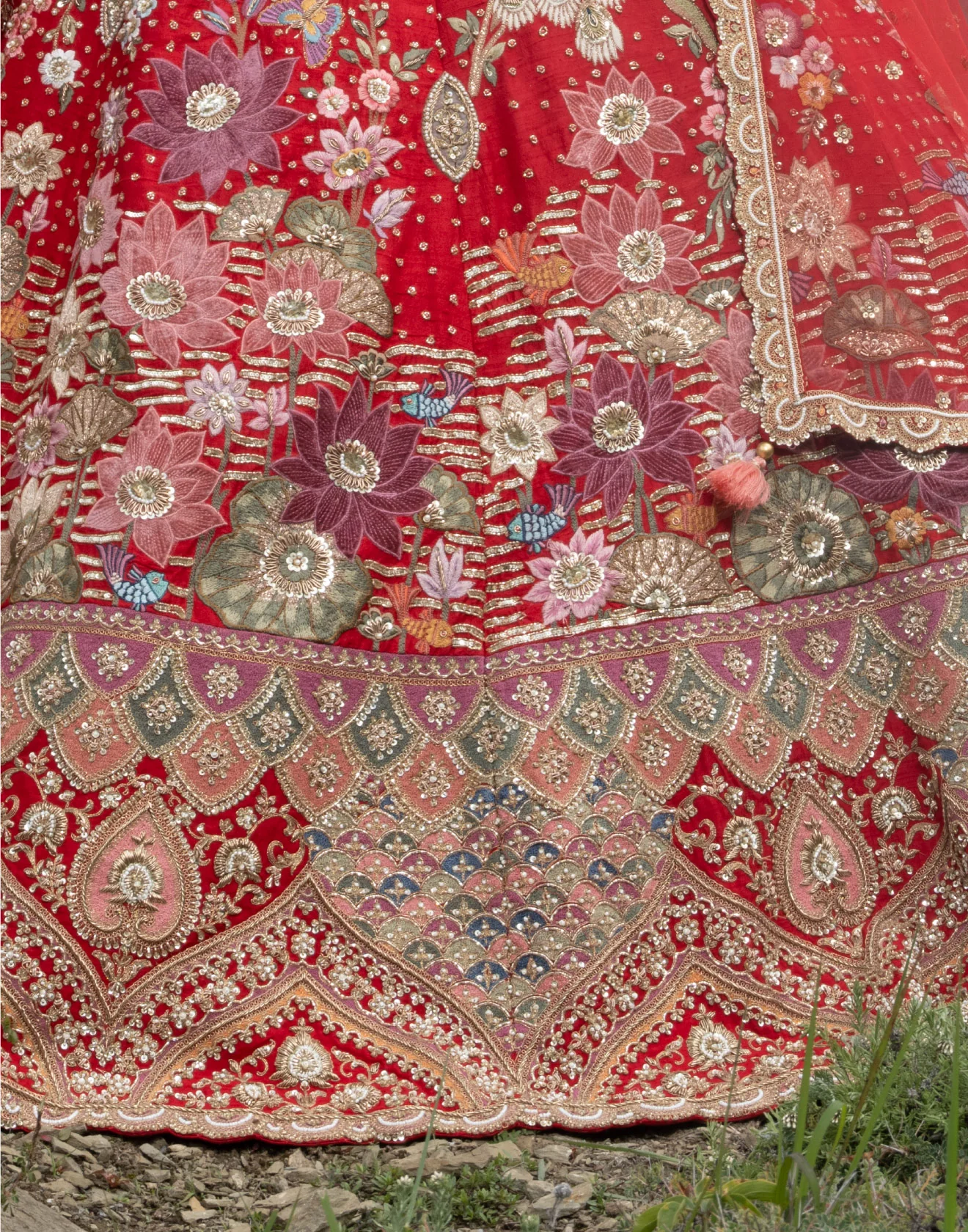 Gulposh Hand Embroidered Wedding Lehenga - Image 4