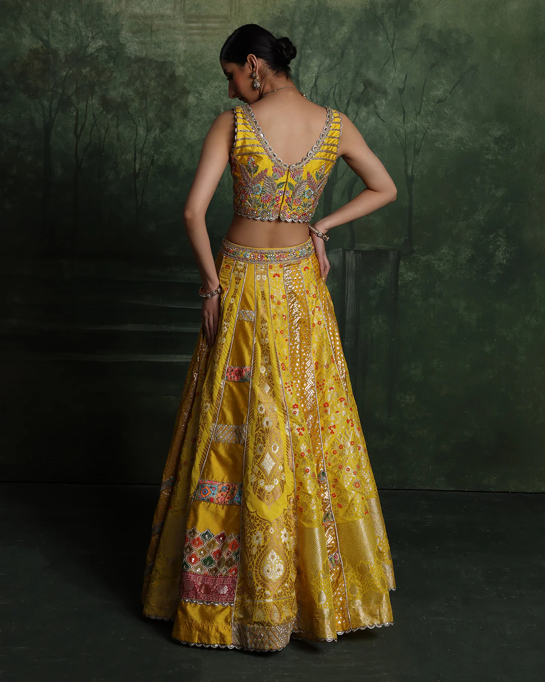 Haldi Amber Banarsi Silk Lehenega Set - Image 5