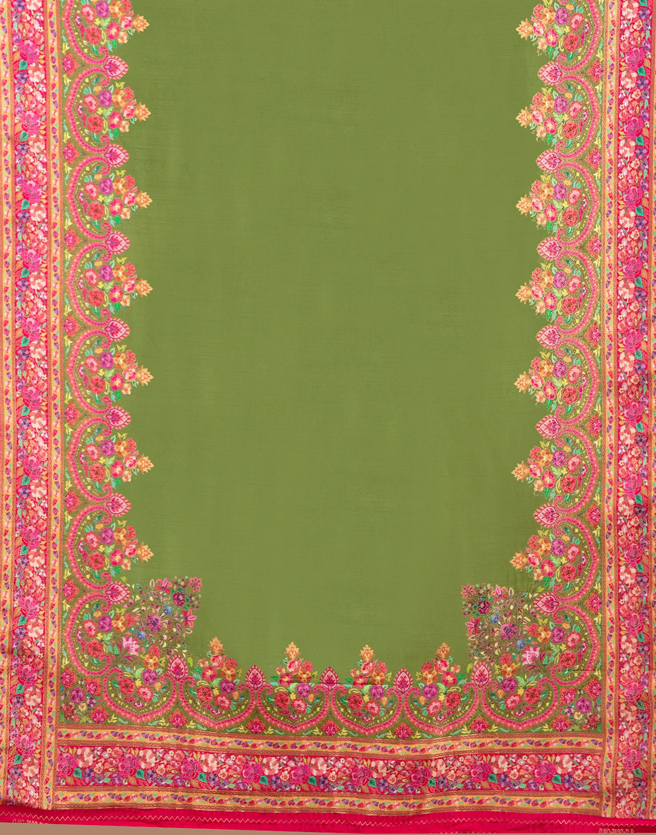 Henna Green With Contrast Woven Design Silk Unstitched Suit Set - Image 5