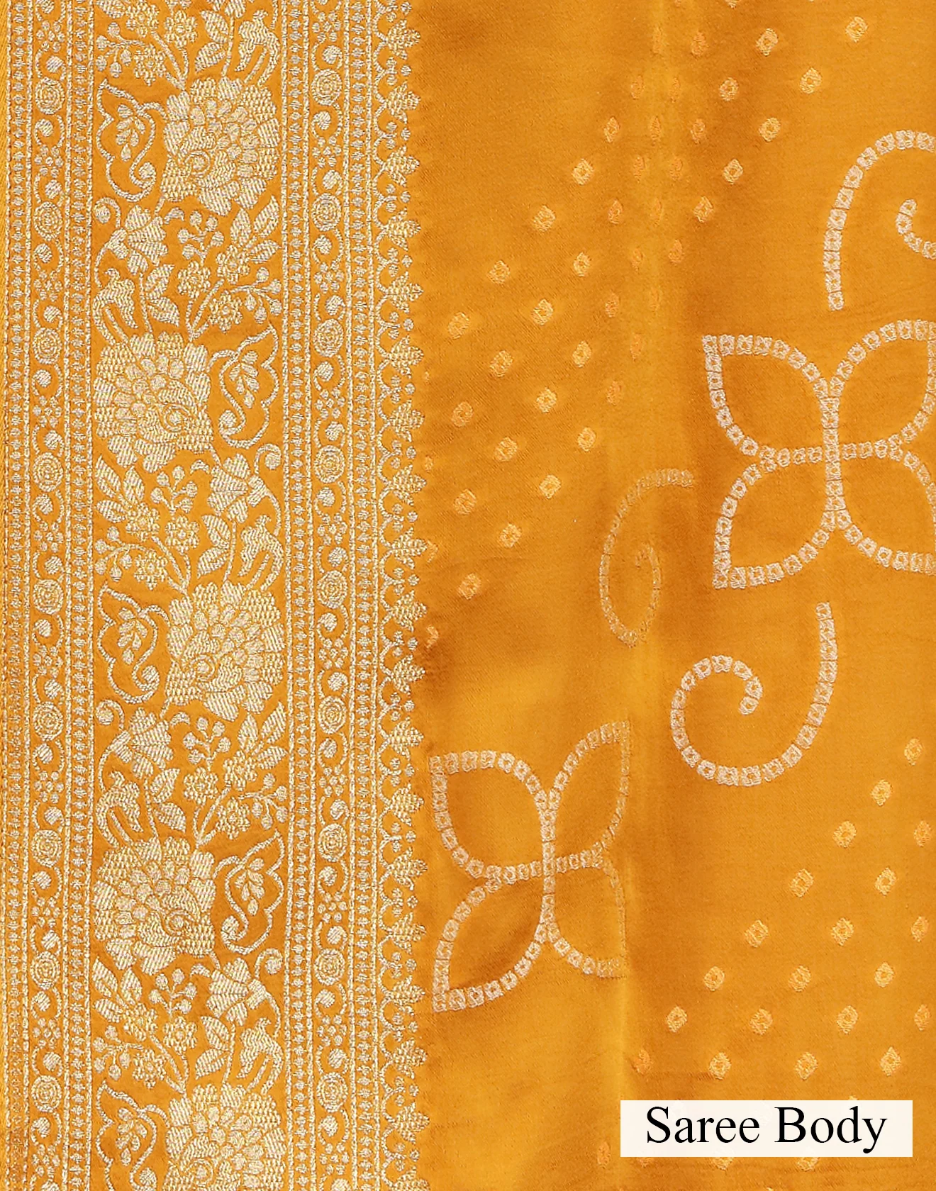 Honey Haze Bandhej Printed Silk Saree - Image 6