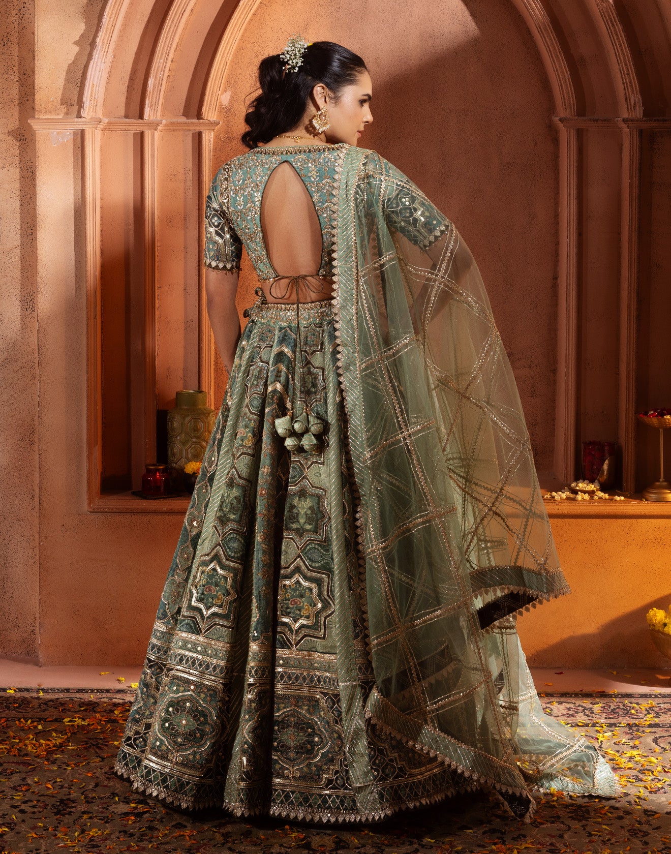 Hues of Olive Mughal-E-Khaas Lehenga Set - Image 4