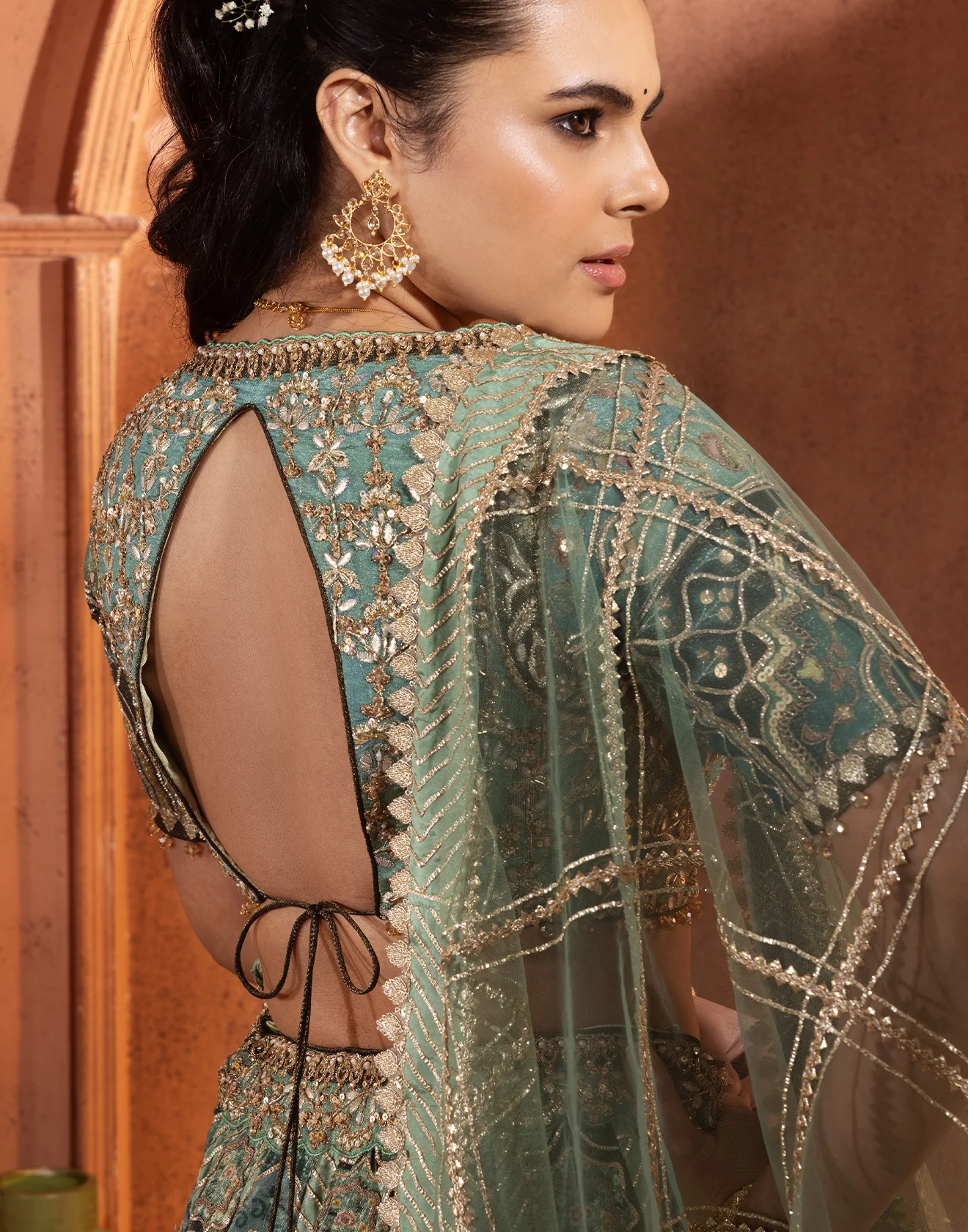 Hues of Olive Mughal-E-Khaas Lehenga Set - Image 5