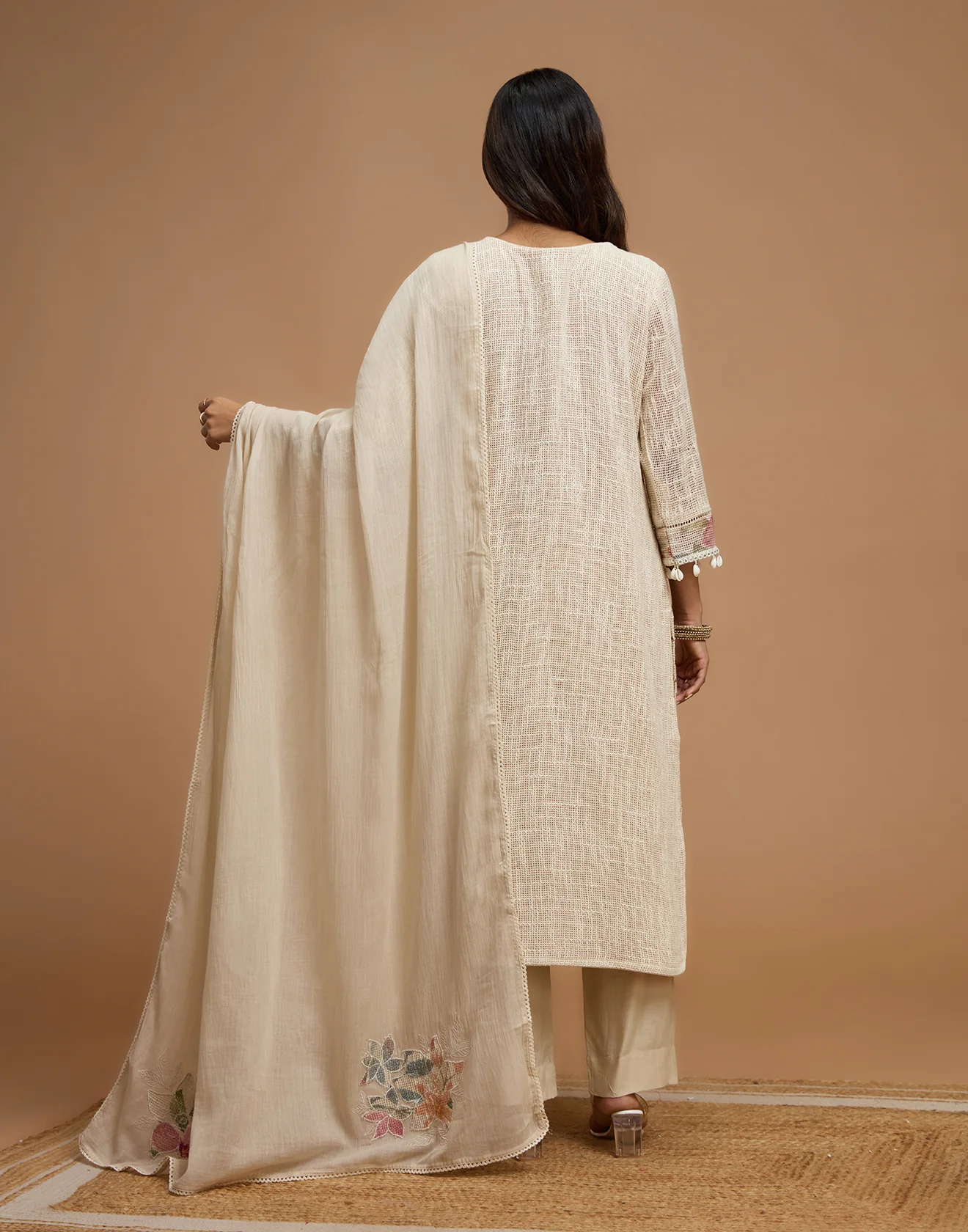 Ivory Charm Jute Cotton Printed Semi Stitched Suit Set - Image 6