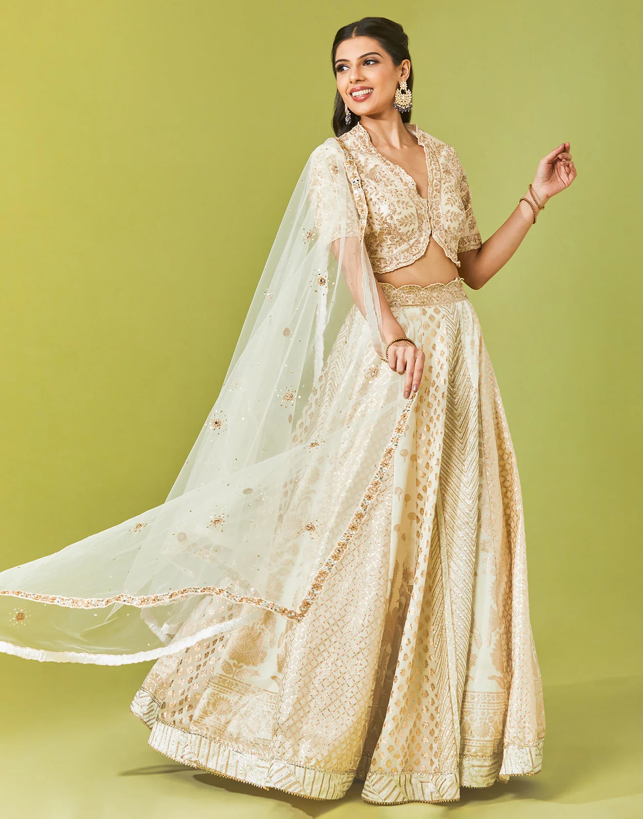 Ivory Gold Embroidered Lehenga Set - Image 4