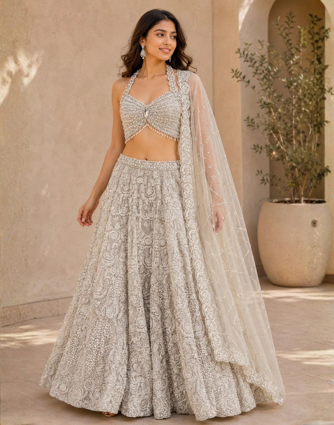 Ivory Luxe Hand-Embellished Bridal Lehenga Set