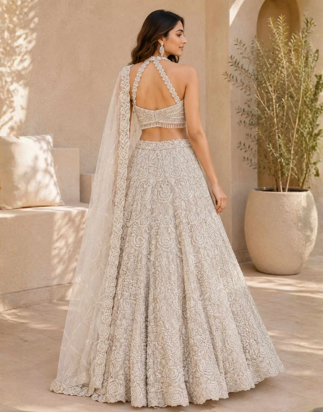 Ivory Luxe Hand-Embellished Bridal Lehenga Set - Image 2