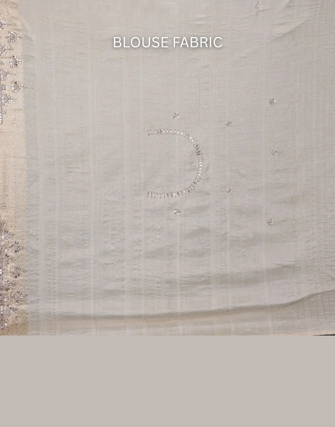 Ivory Mist Pure Silk Embroidered Saree With Stitched Blouse - Image 6