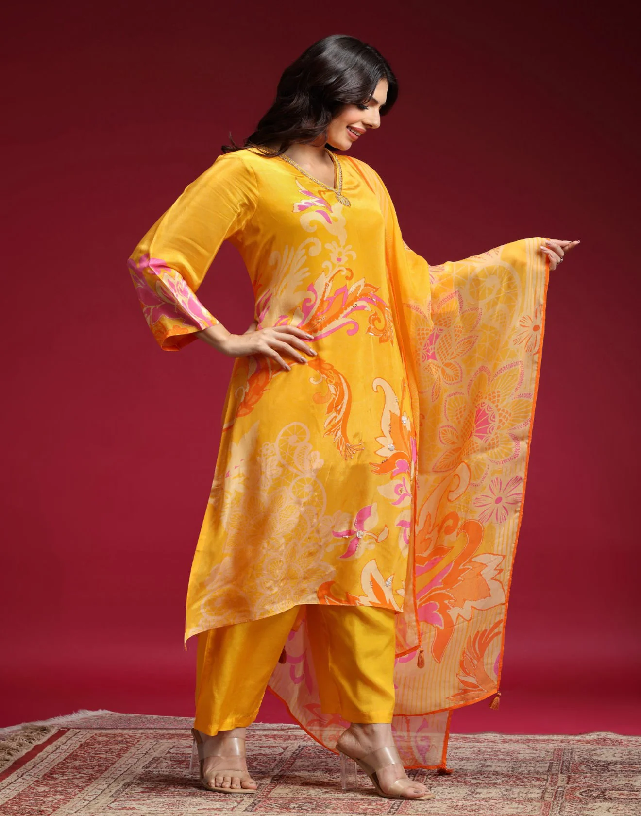 Kesari Bloom Floral Printed Kurta Set