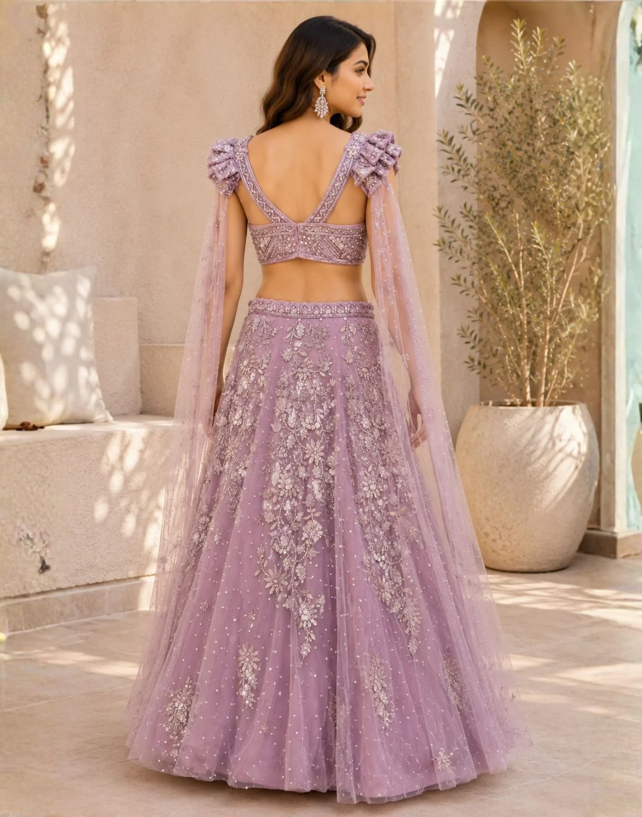 Lilac Blossom Embellished Net Lehenga Set - Image 2