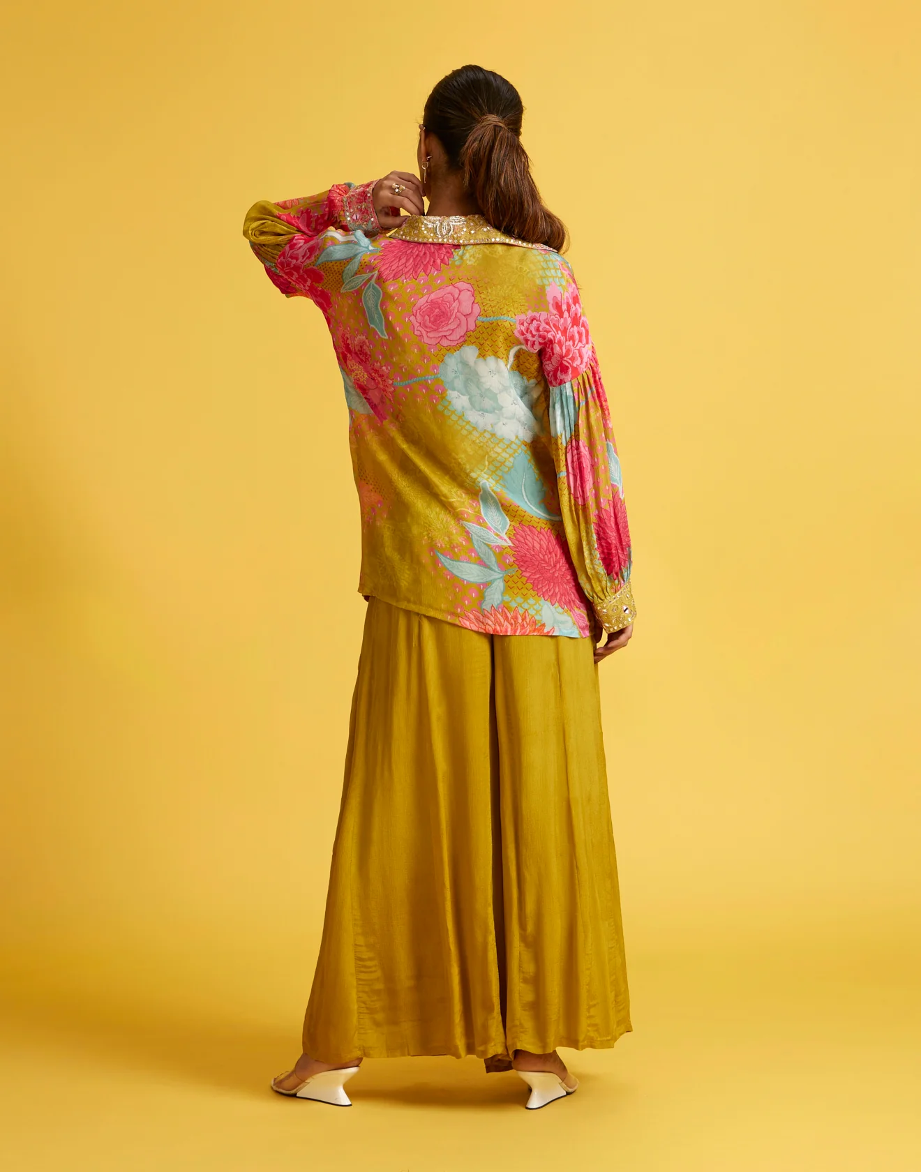 Lime Zest Floral Printed Fusion Co-Ord Set - Image 6