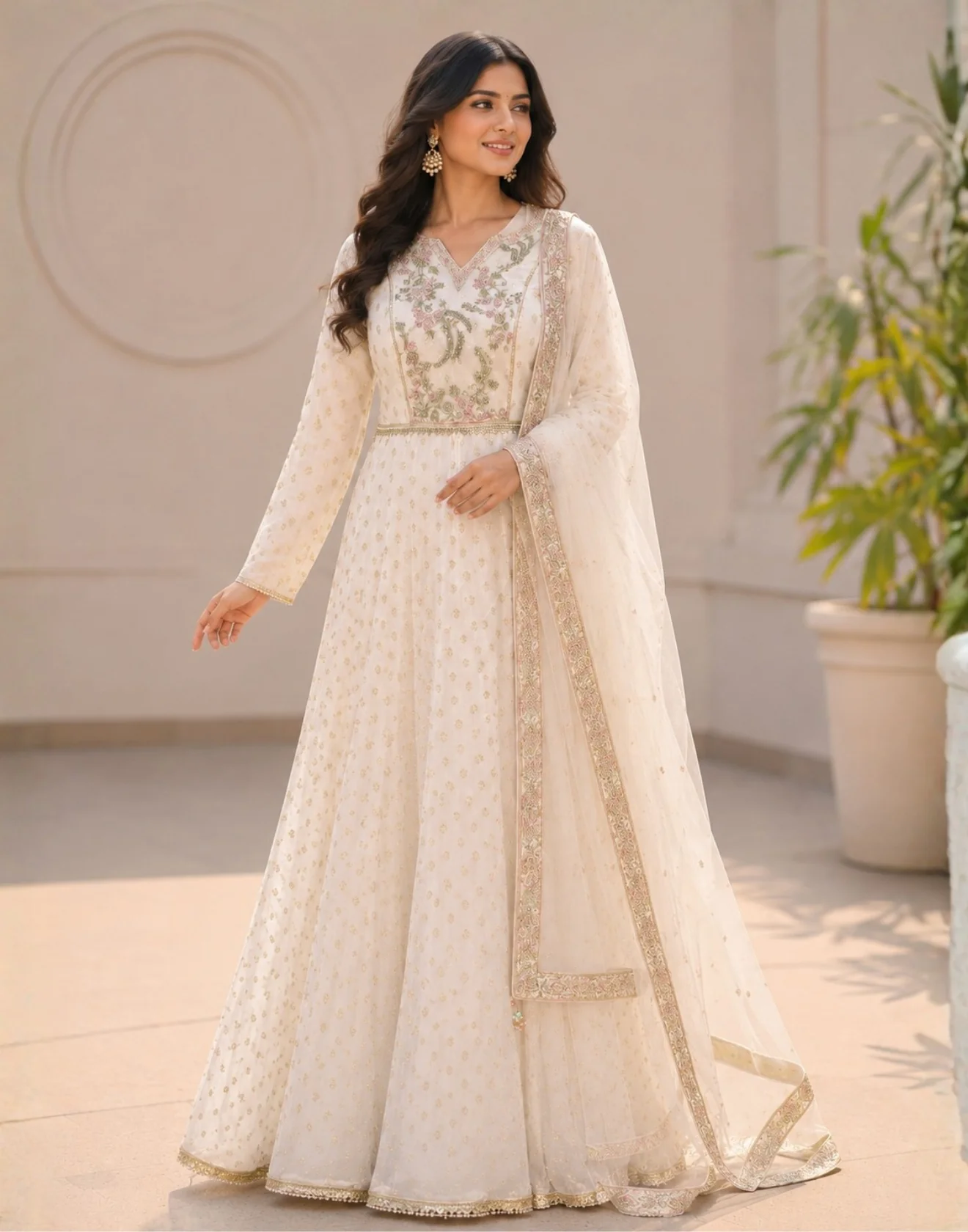 Luxe Dune Chanderi Anarkali Set