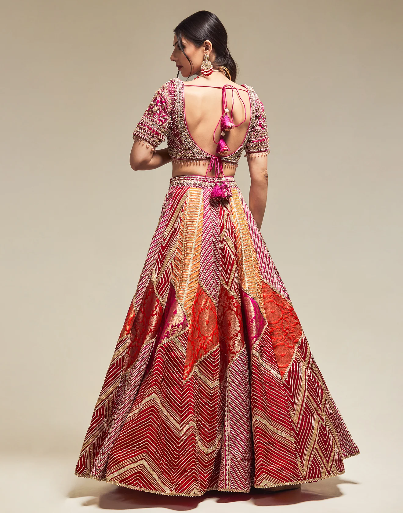 Matte Mauve Multi Hued Applique Lehenga Set - Image 5