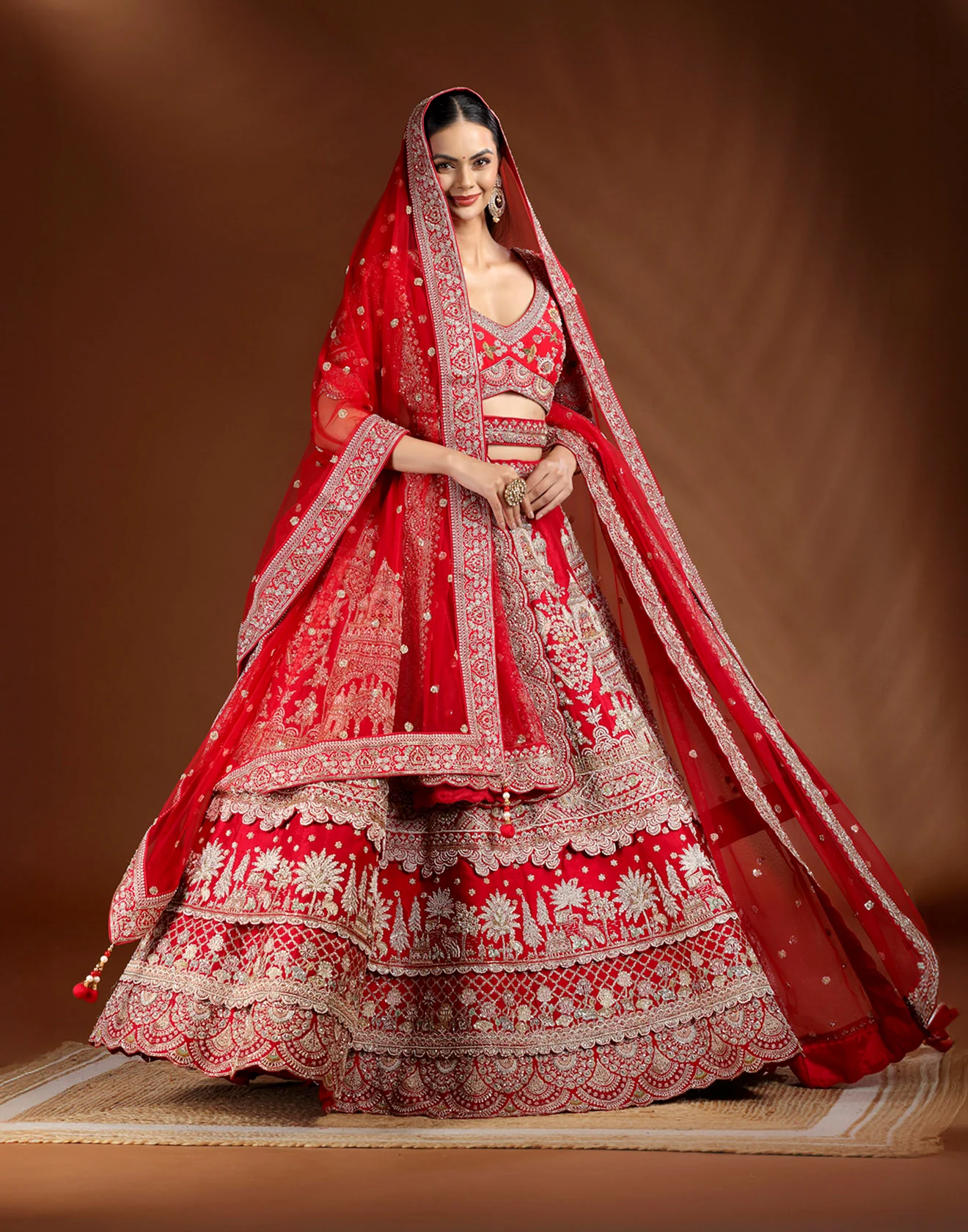 Mehel Ki Maharani Layered Silk Embroidered Bridal Lehenga Set - Image 2