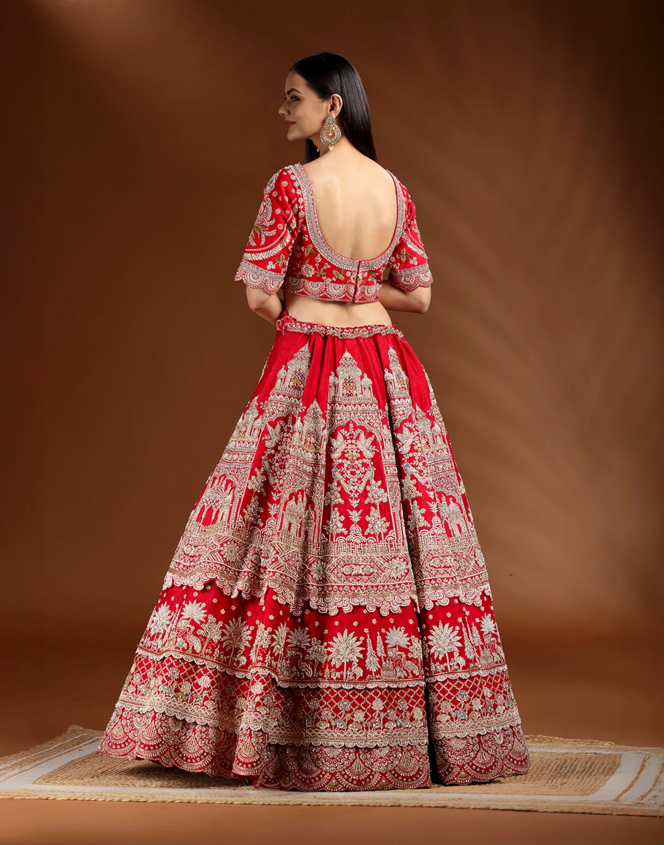 Mehel Ki Maharani Layered Silk Embroidered Bridal Lehenga Set - Image 4
