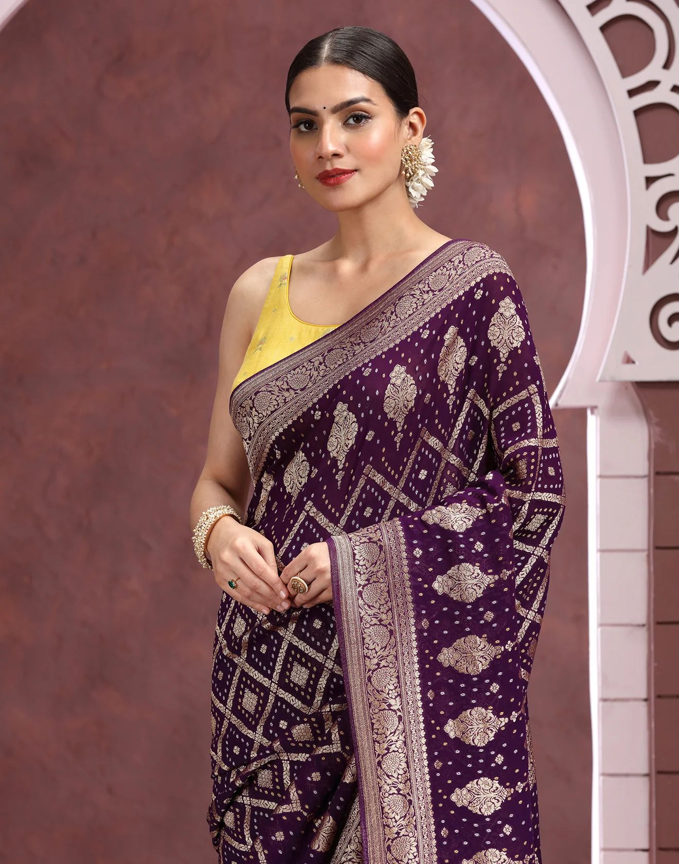 Midnight Iris Festive Bandhej Saree - Image 3