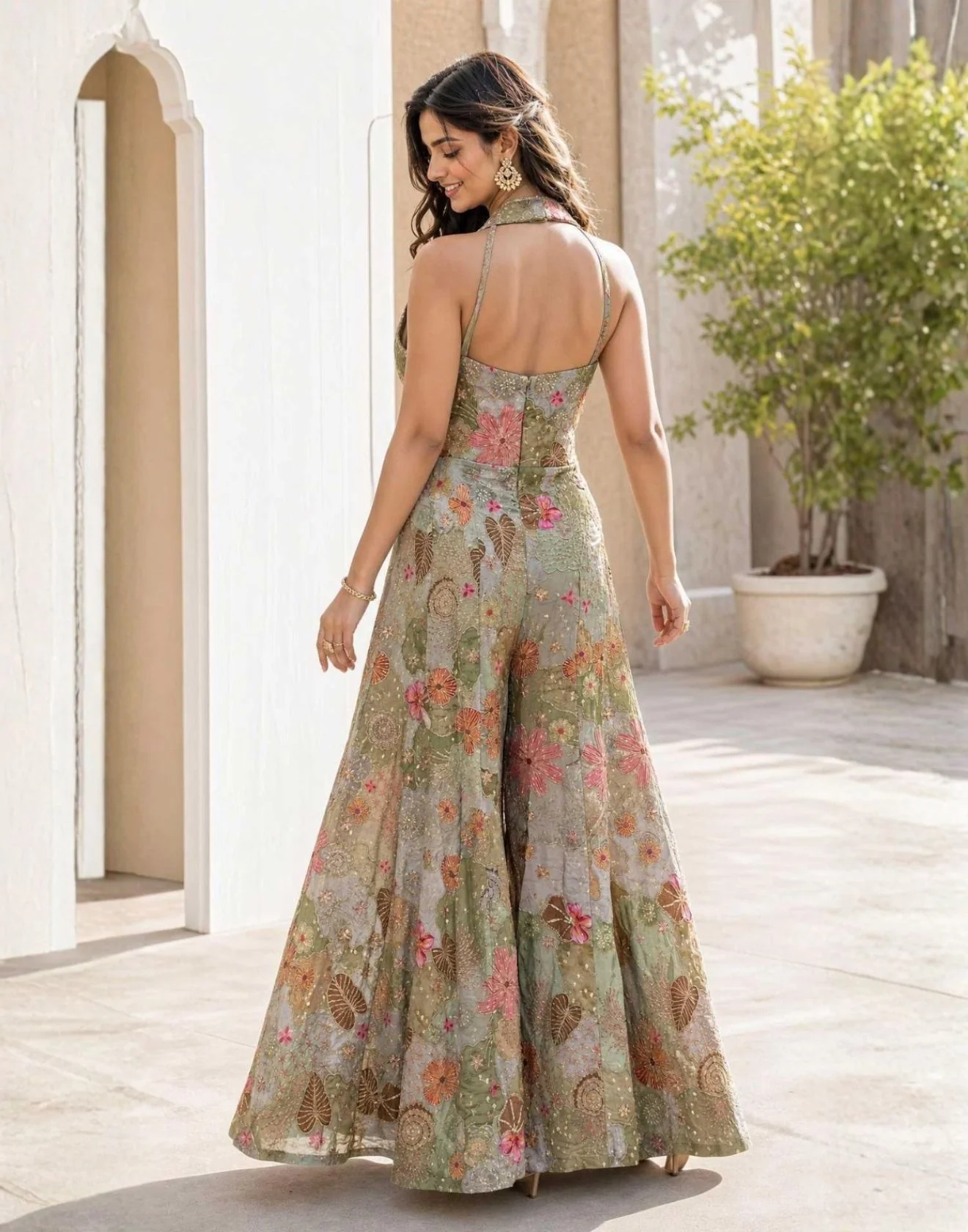 Mint Bloom Printed Fusion Jumpsuit - Image 2