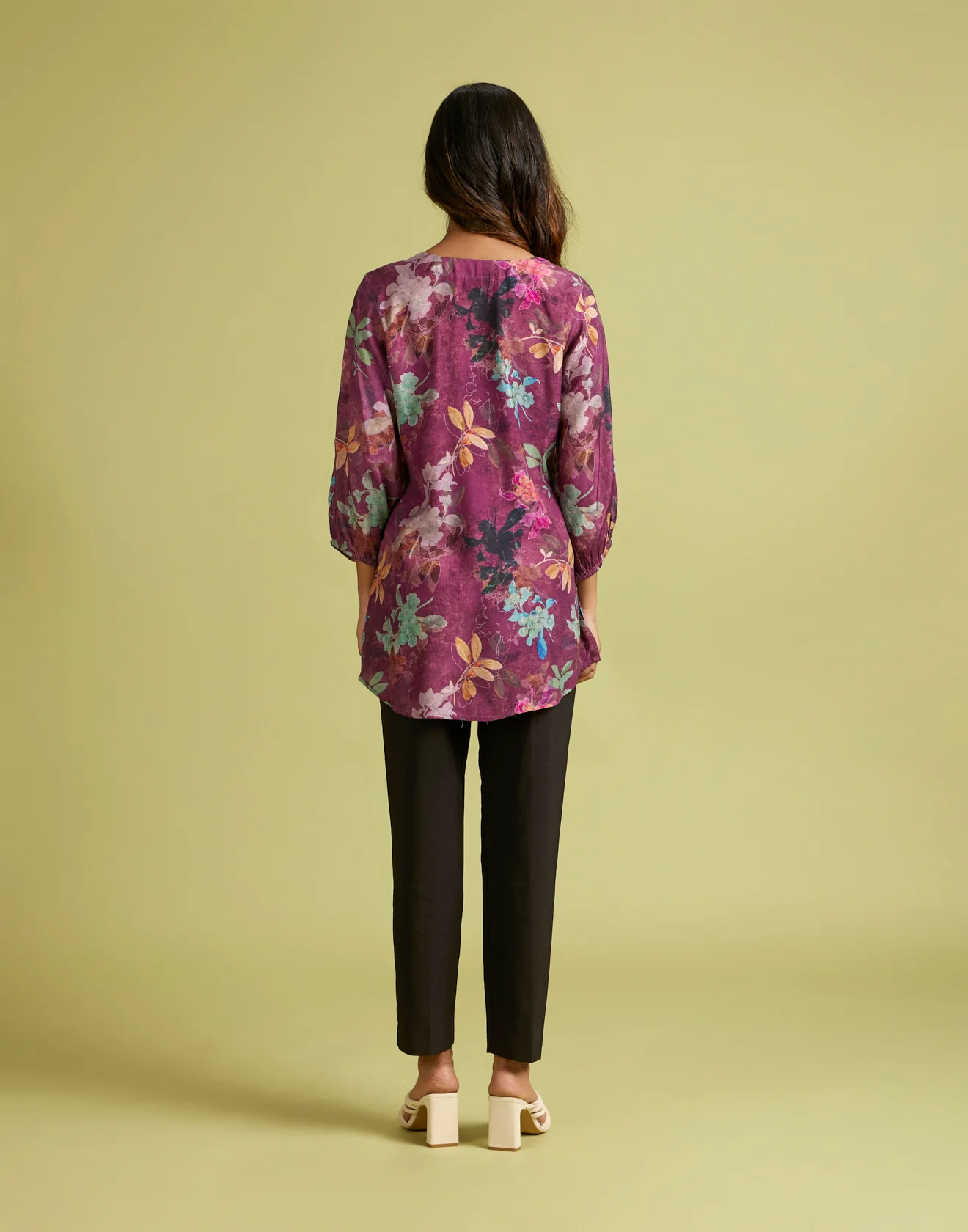 Misty Plum Printed Crepe Tunic Top - Image 5
