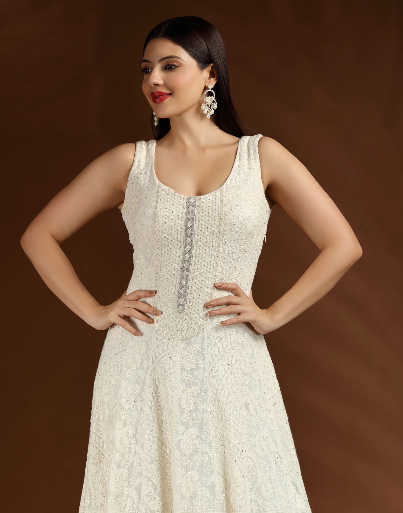 Moon Ivory Lucknowi Suit Set - Image 4