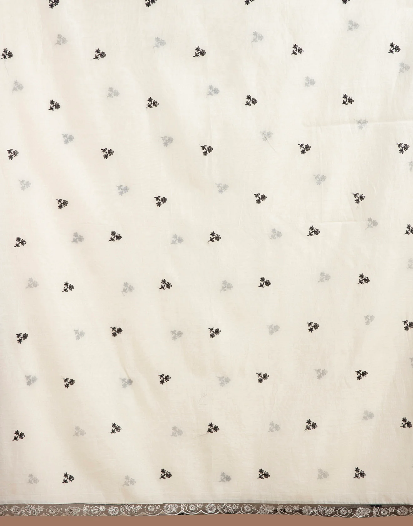 Moon White With Cosmic Black Thread Work Cotton Silk Unstitched Suit Set - Image 5