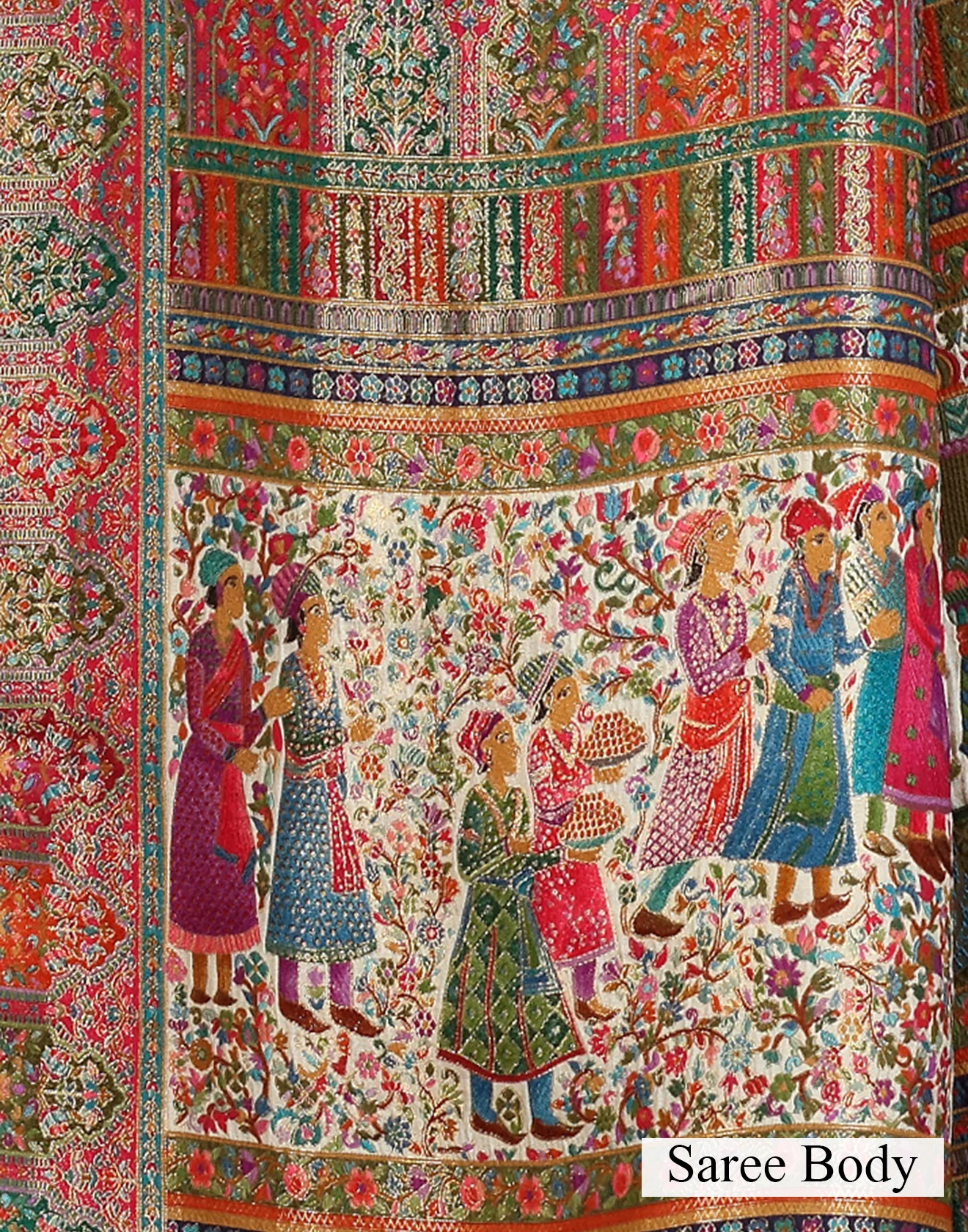 Multicolor Madhubani Mélange Dola Silk Saree - Image 5