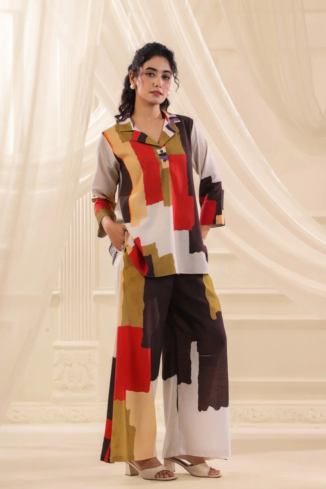 Multihue Strokes Linen Co-Ord Set - Image 2