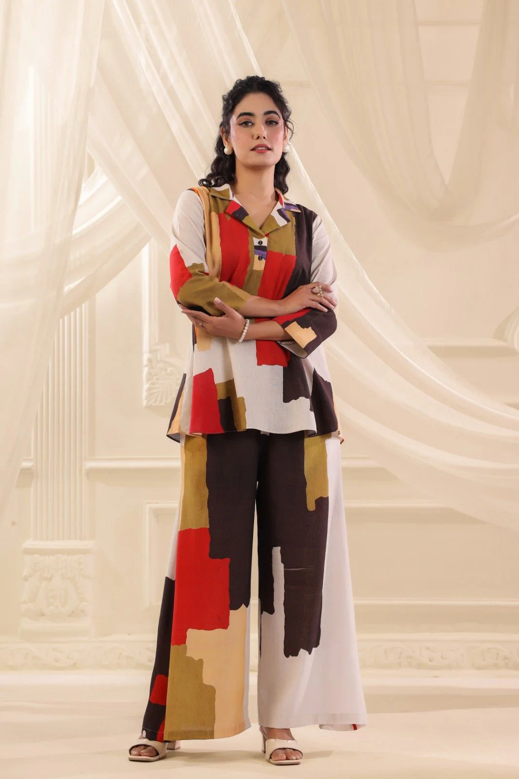 Multihue Strokes Linen Co-Ord Set - Image 3