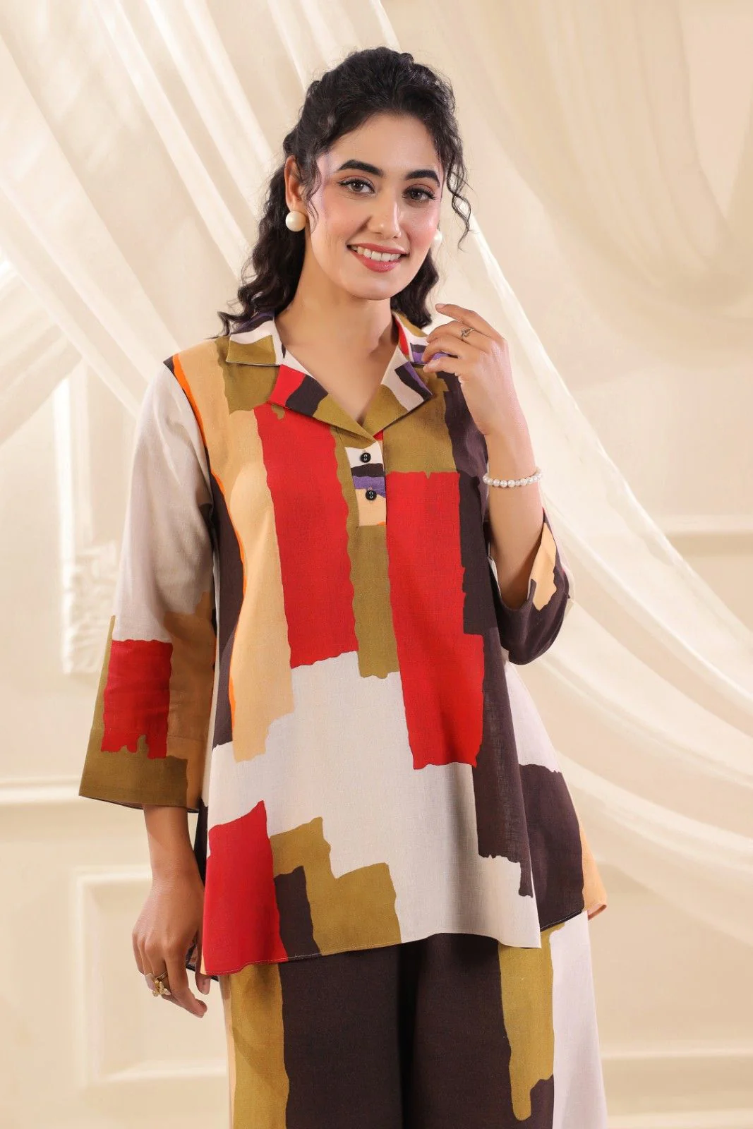 Multihue Strokes Linen Co-Ord Set - Image 4
