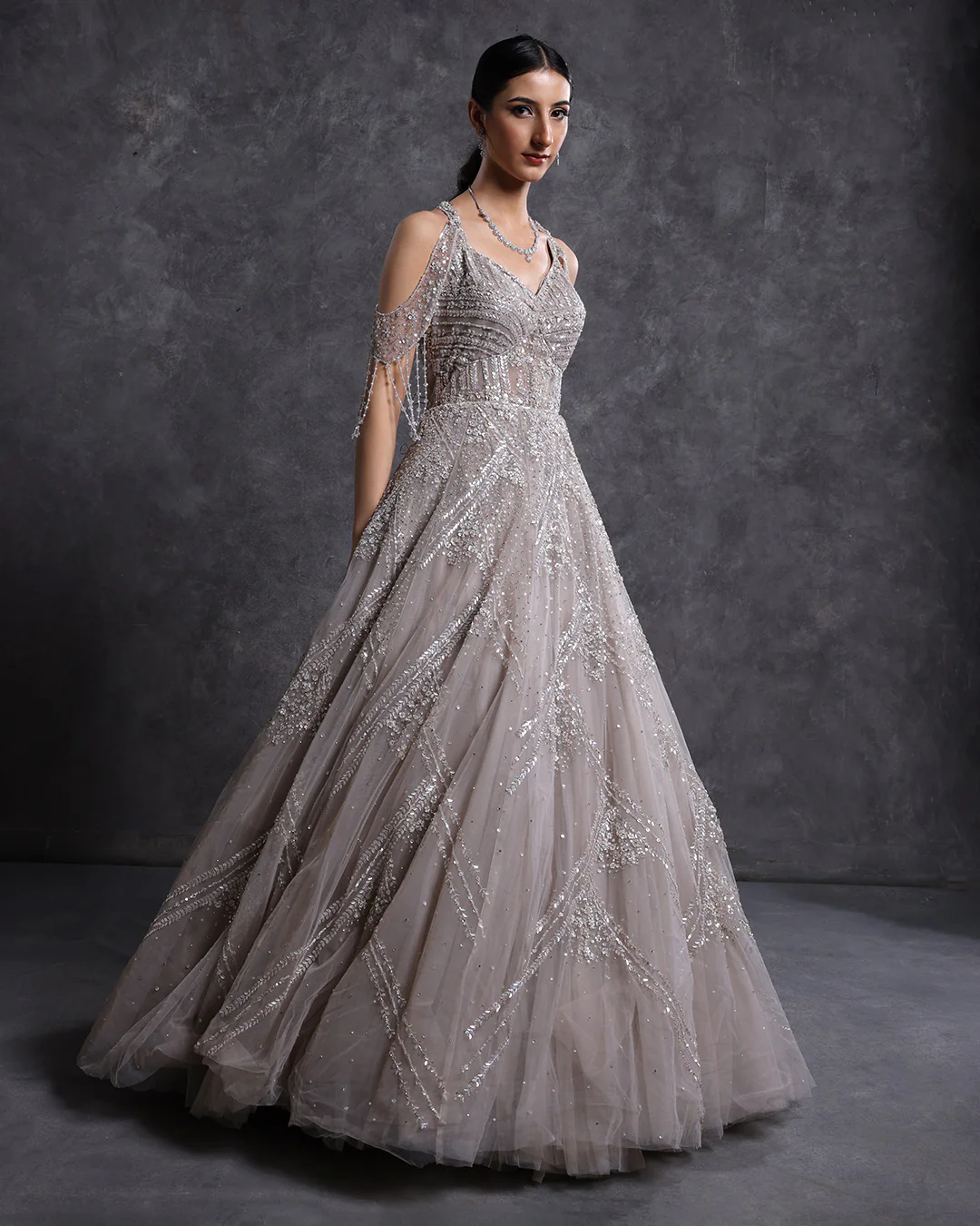 Muted Hue Embellished Bridal Gown - Image 2