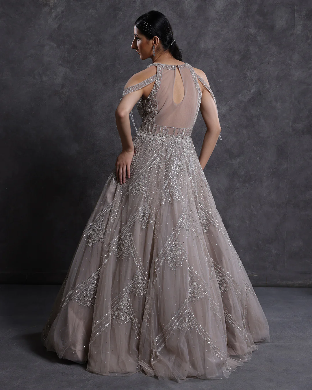 Muted Hue Embellished Bridal Gown - Image 4