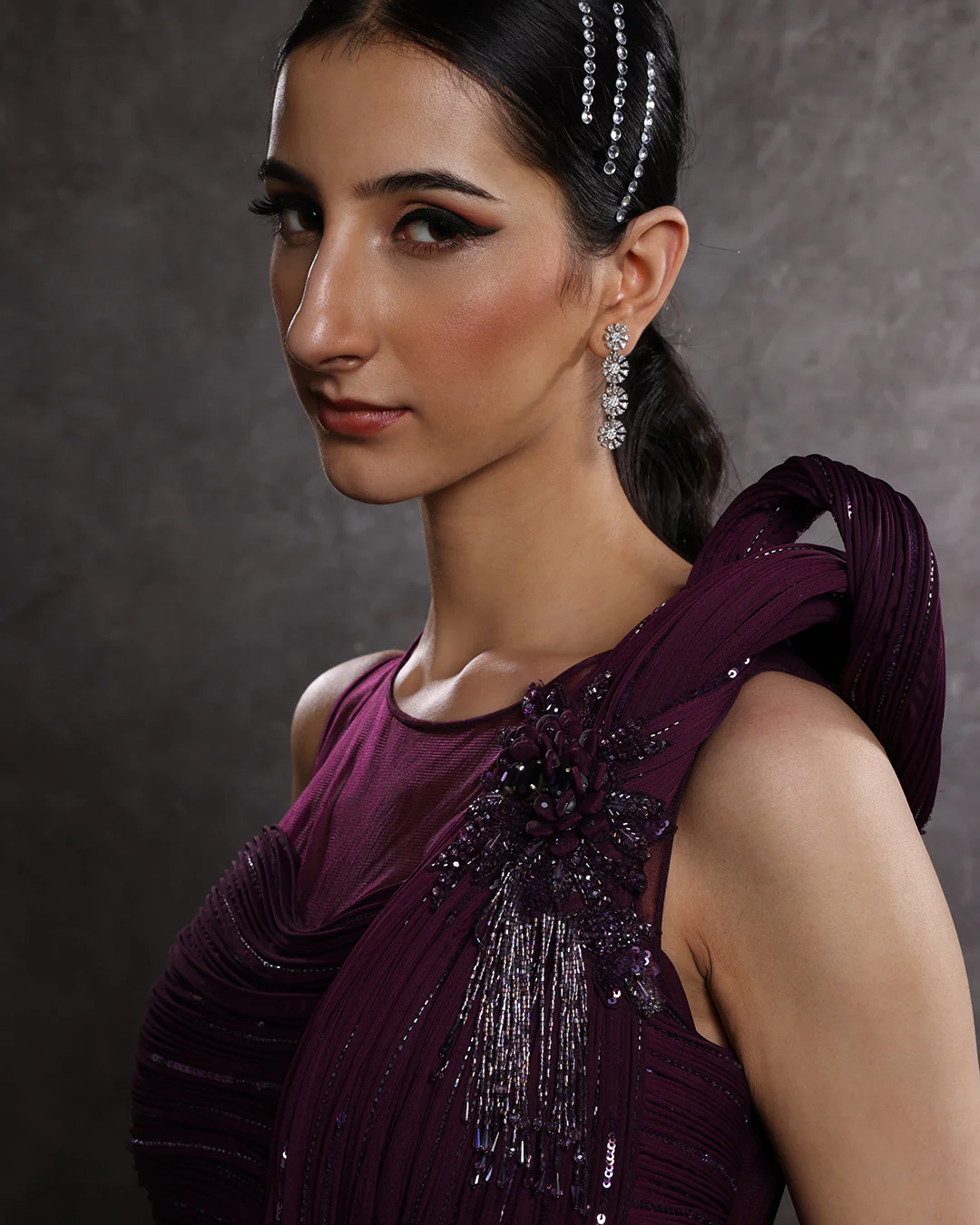 Mystic Mulberry Sculpted Layered Gown - Image 3