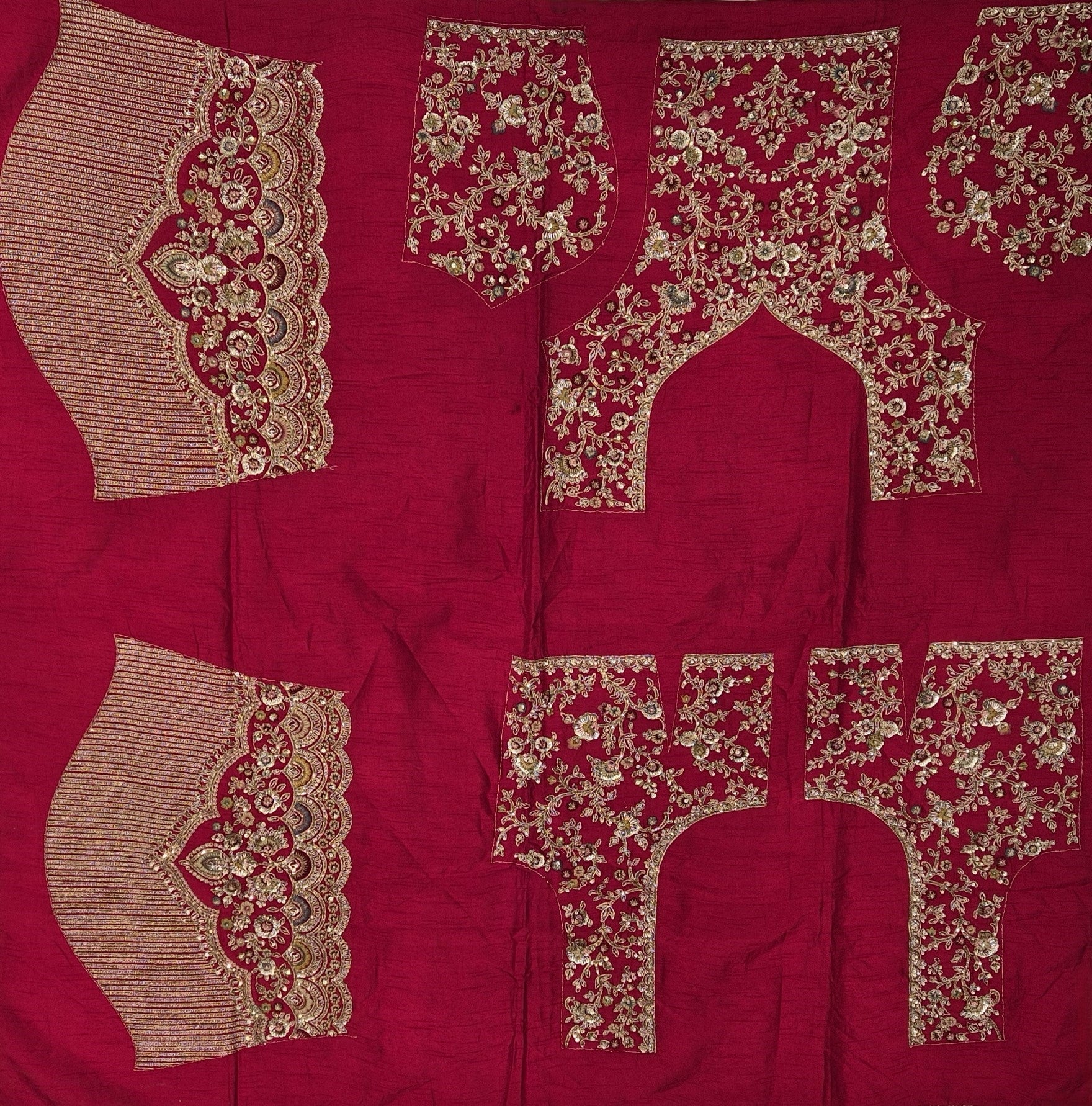 Mystique Red Embroidered Bridal Lehenga With Unstitched Blouse Piece - Image 4