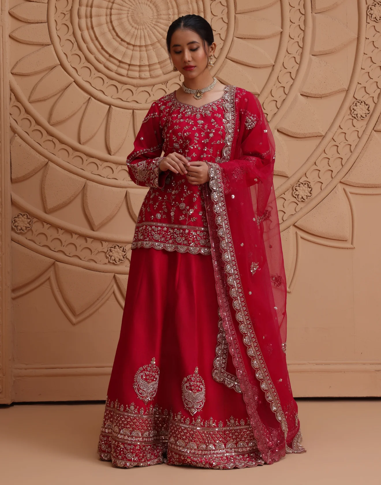Noor-e-Surkh Embroidered Kurta Lehenga Set