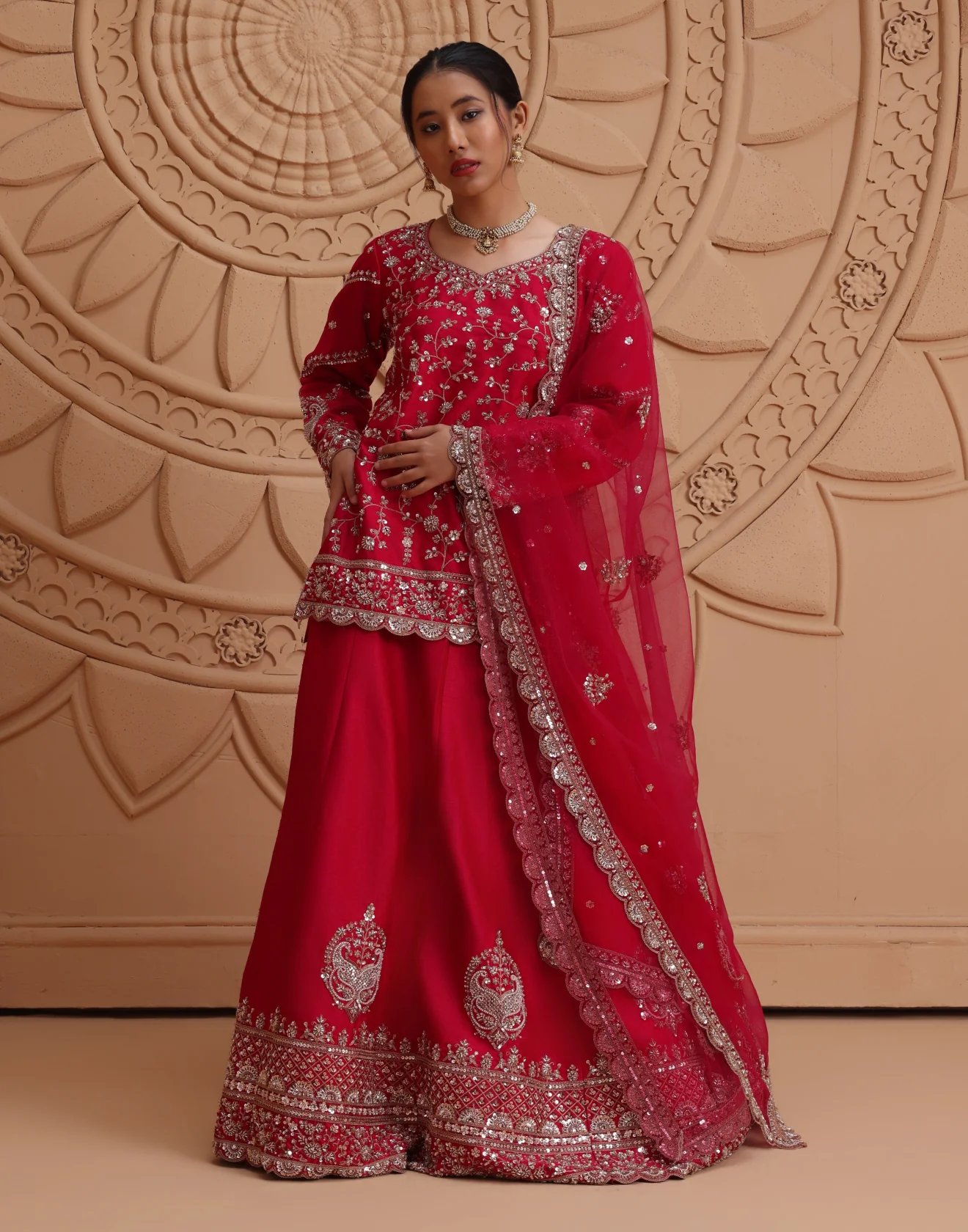 Noor-e-Surkh Embroidered Kurta Lehenga Set - Image 2