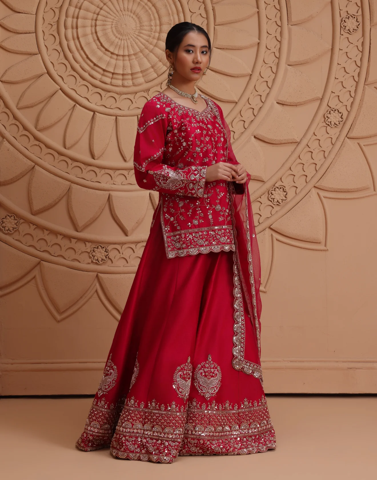 Noor-e-Surkh Embroidered Kurta Lehenga Set - Image 3