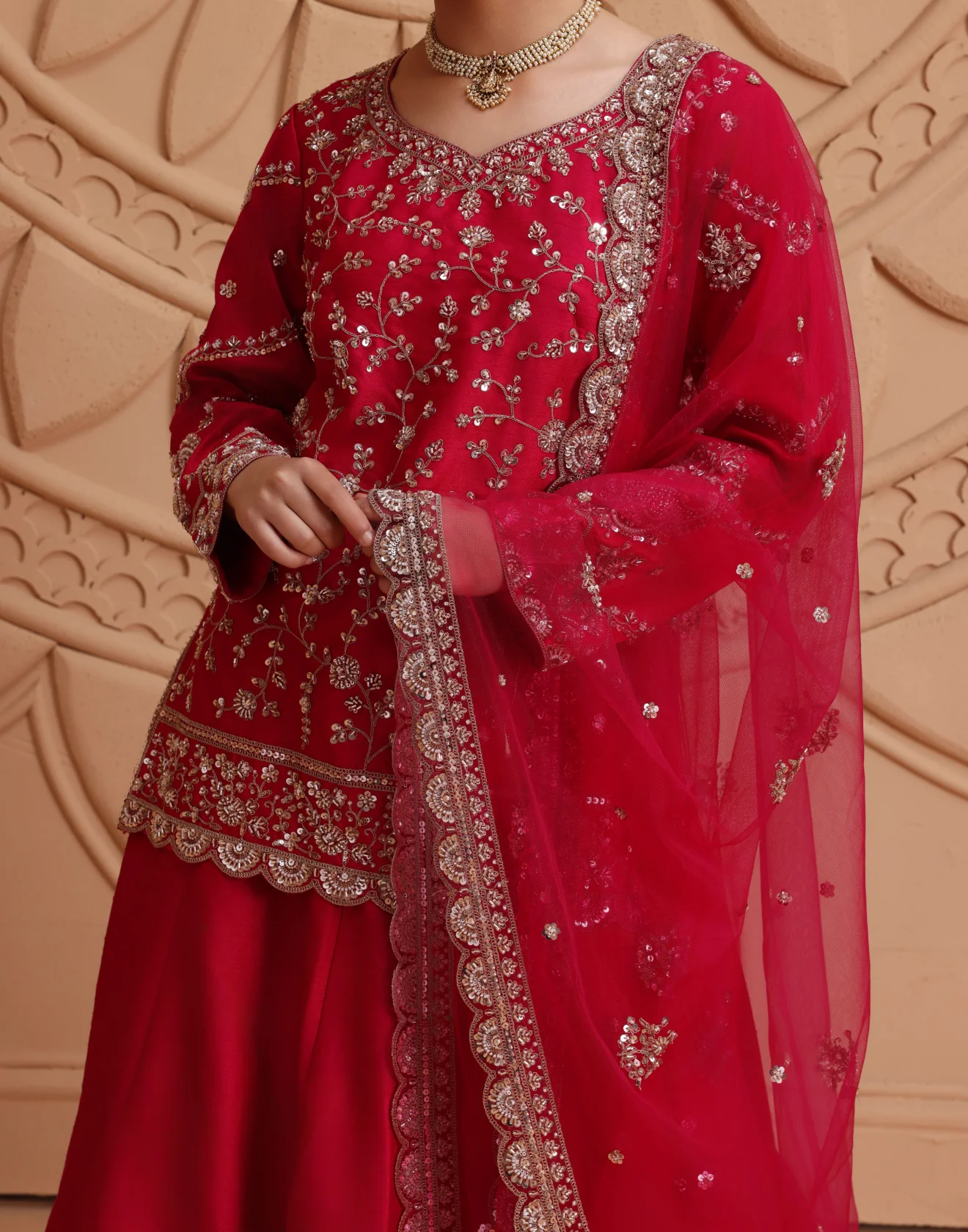 Noor-e-Surkh Embroidered Kurta Lehenga Set - Image 4