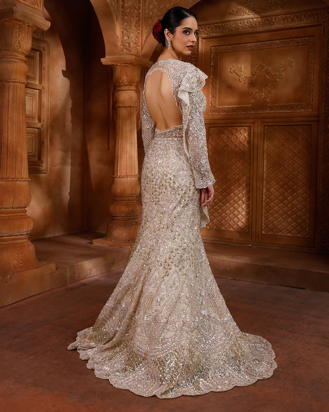 Nude Macaron Embellished Fish-Cut Gown - Image 4