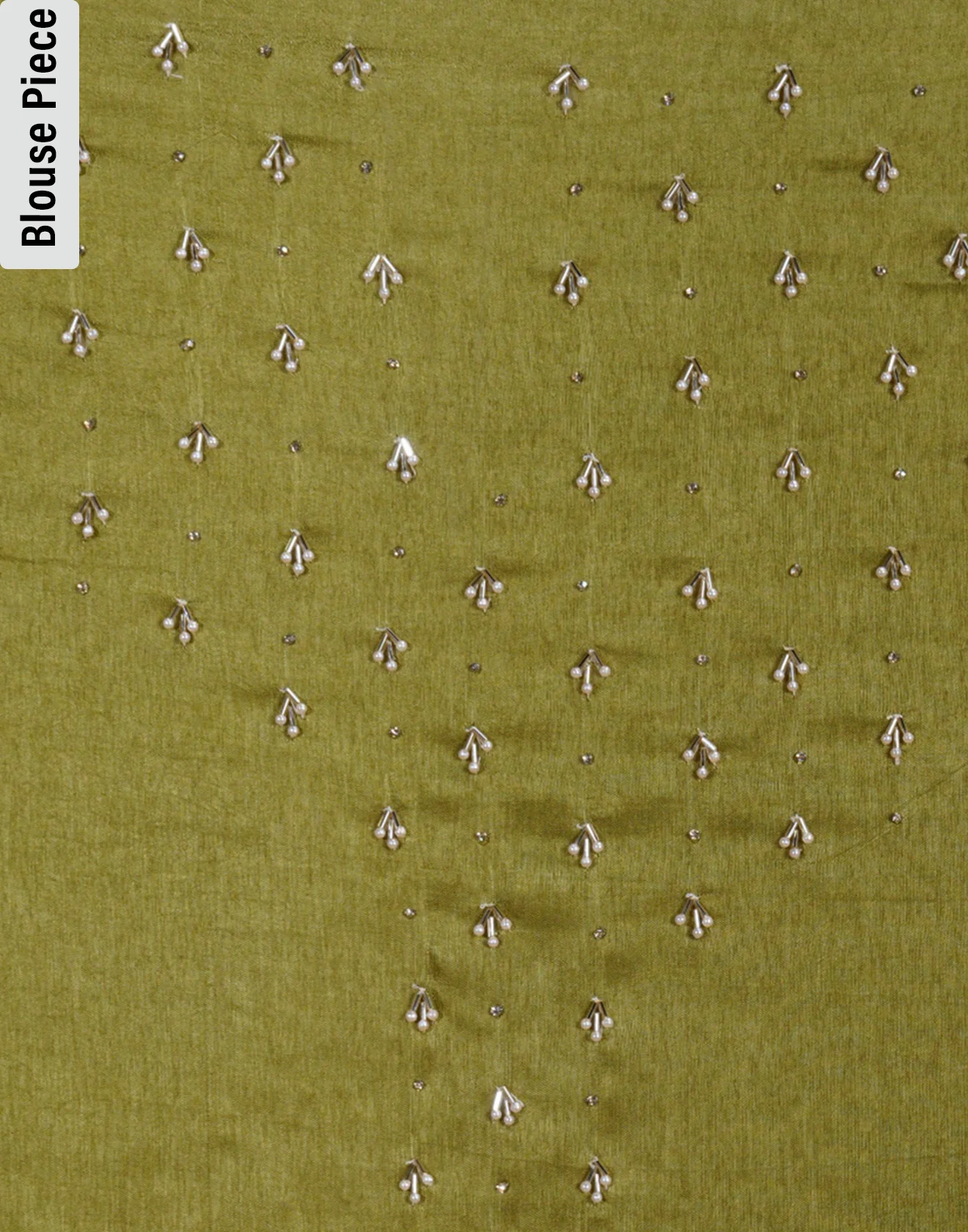 Olive Green With Antique Gold Weave Dola Silk Saree - Image 6