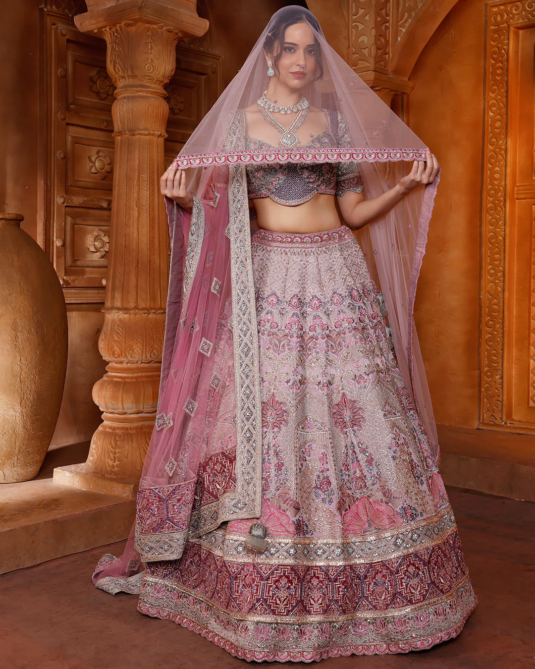 Orchid Bloom Embroidered Bridal Lehenga - Image 2