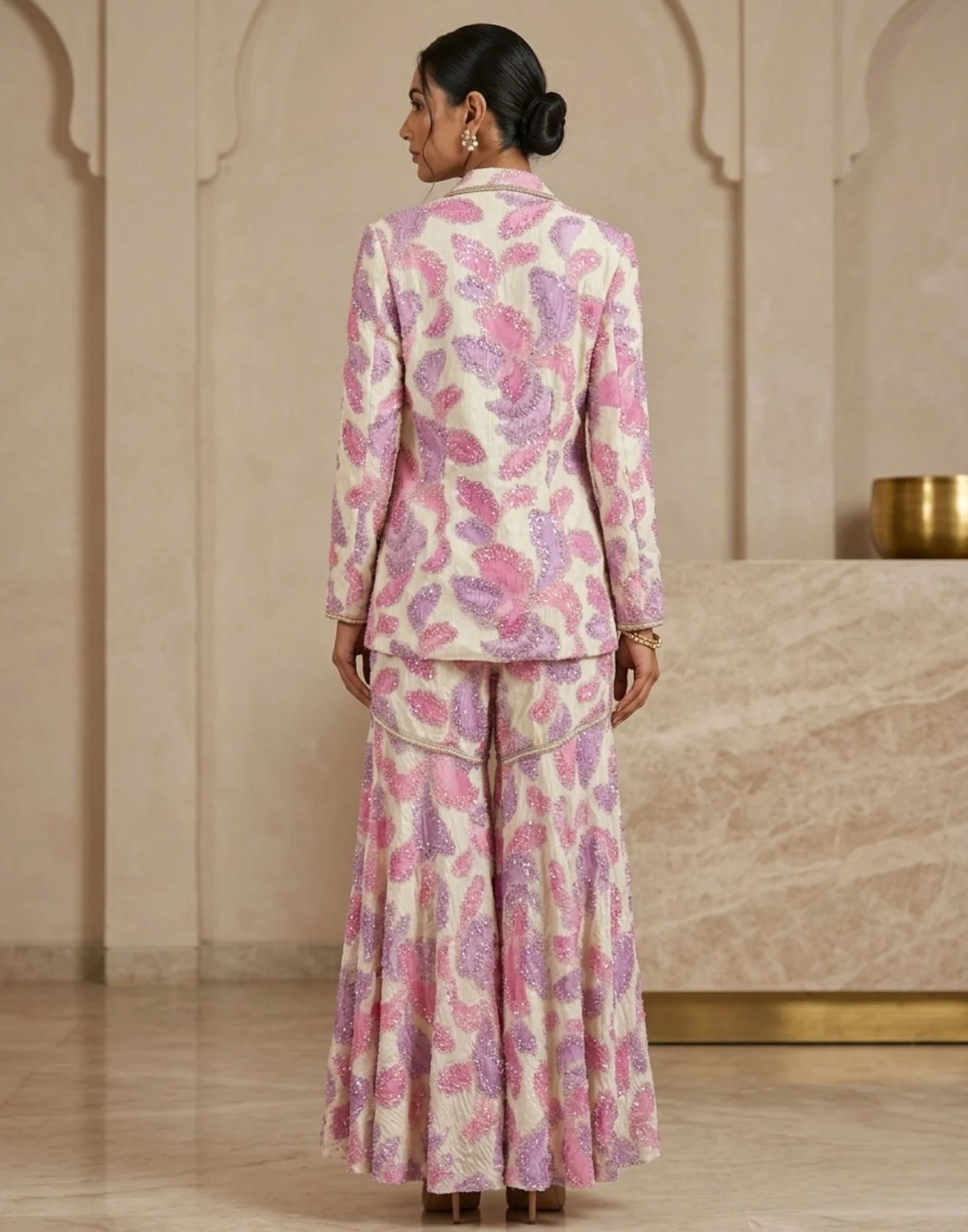 Orchid Hues Embellished Indo-Western Blazer Set - Image 2
