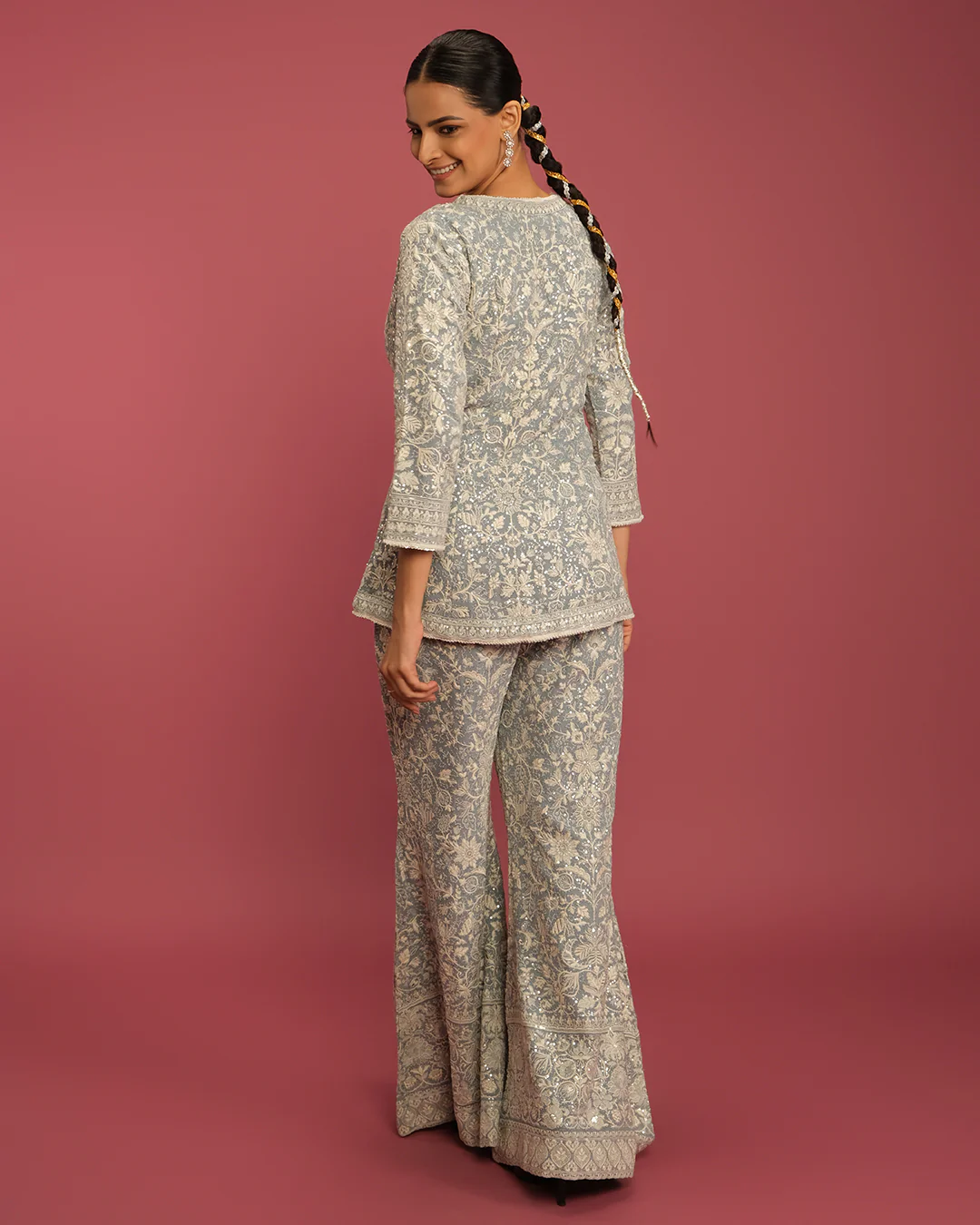 Pale Blue Lucknowi Fusion Set - Image 4