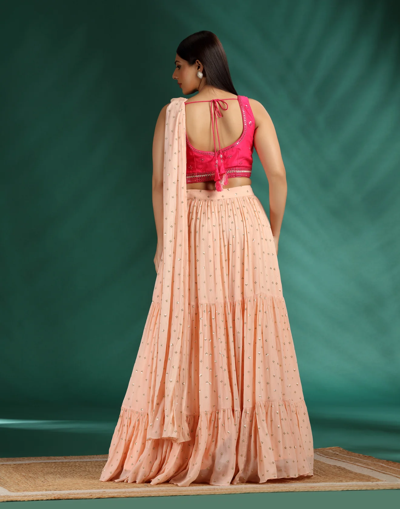 Peach-Blast-Georgette-Lehenga-With-Embroidered-Blouse - Image 5