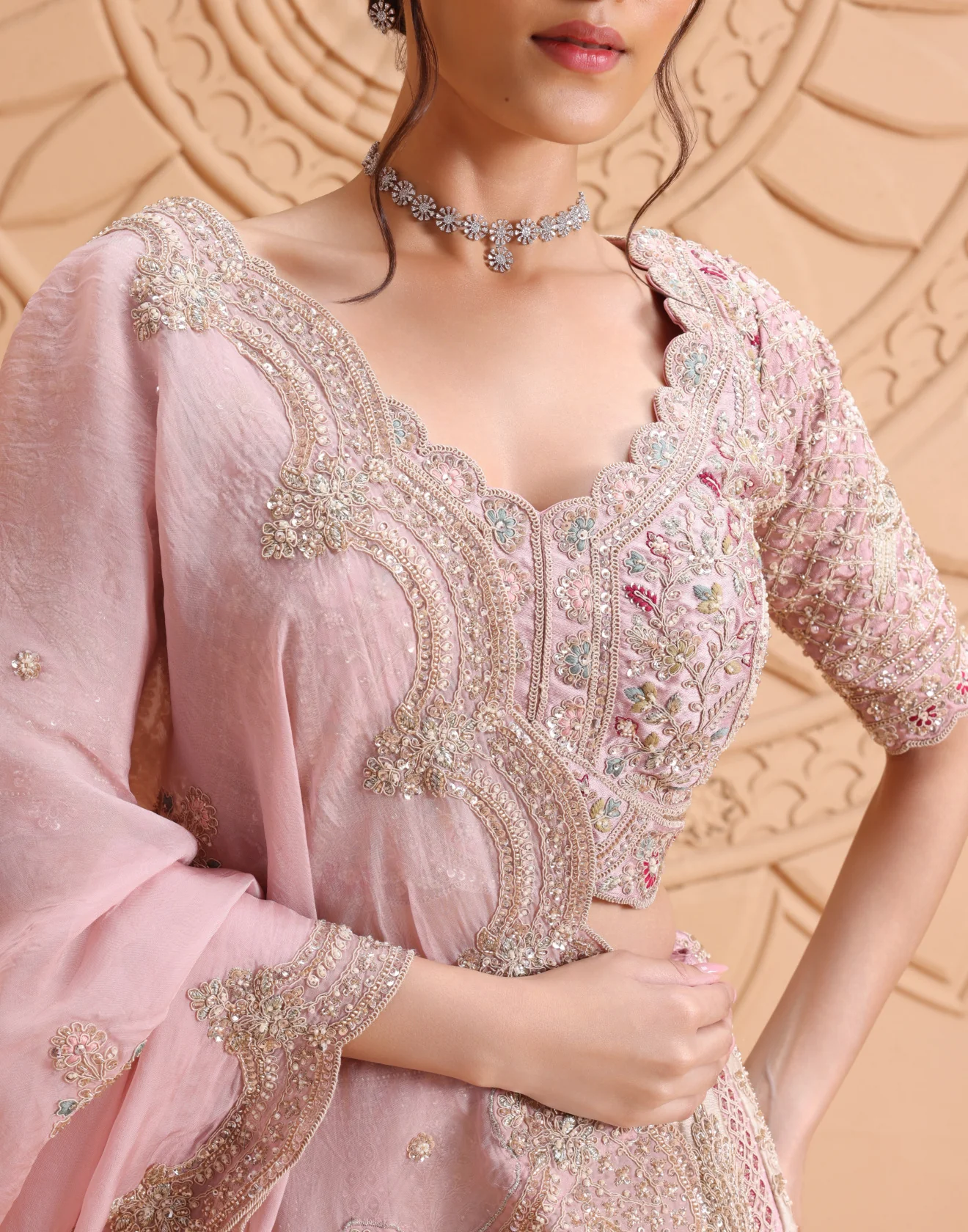 Pearl Aura Embroidered Bridal Lehenga Set - Image 4
