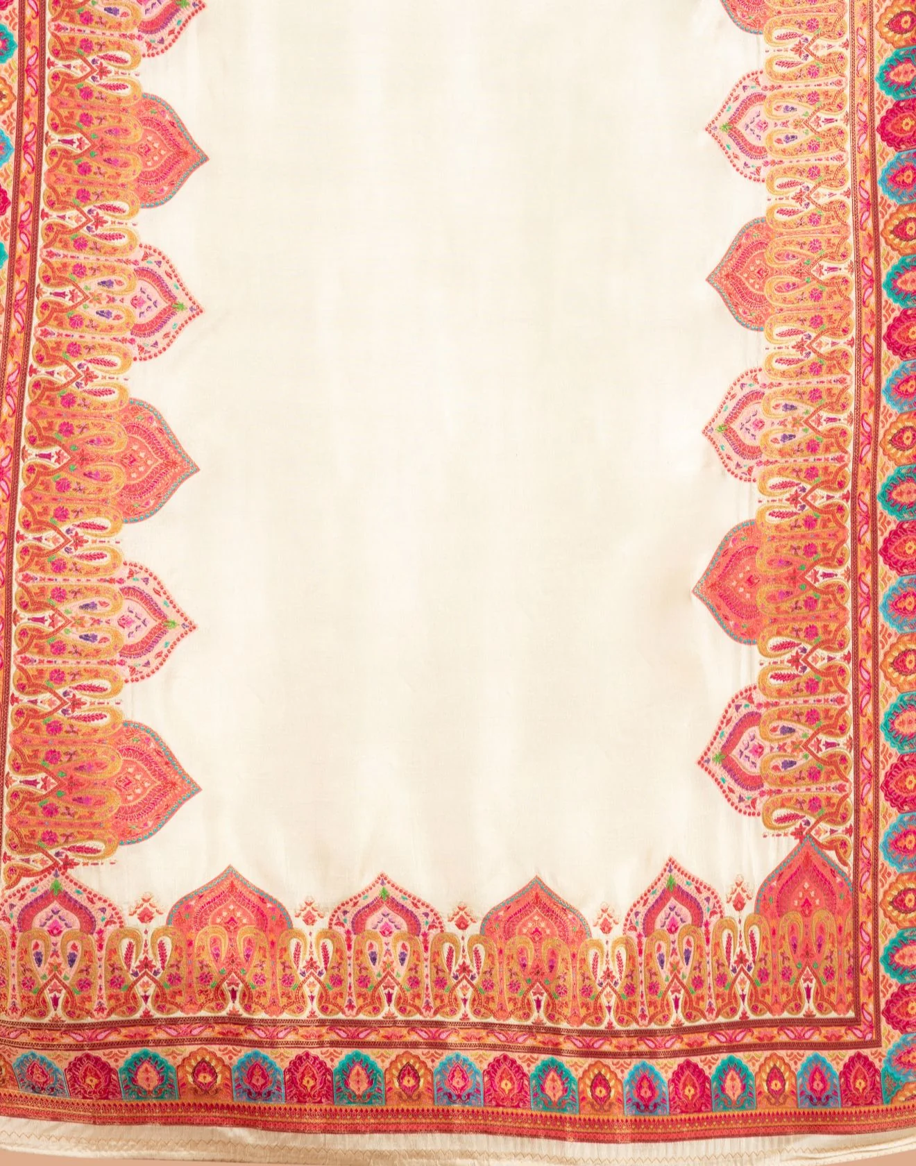 Pearl White And Berry Pink Woven Silk Unstitched Suit Set - Image 5