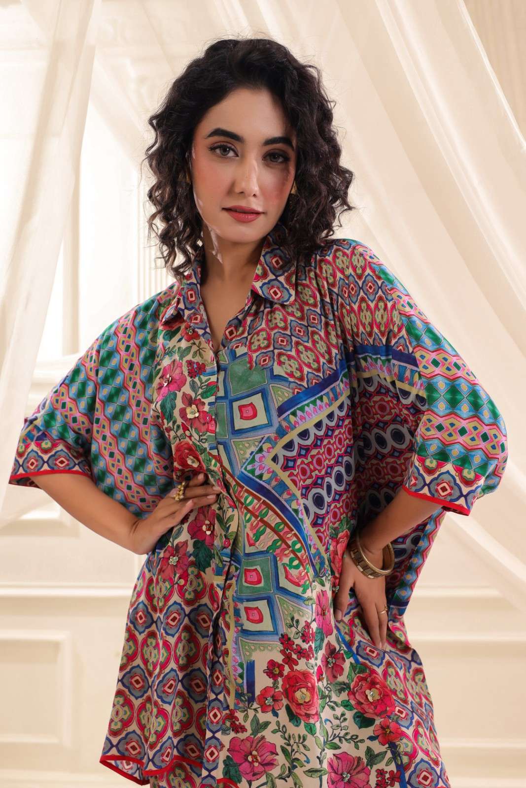 Rainbow Hues Abstract Printed Oversize Co-Ord Set - Image 3