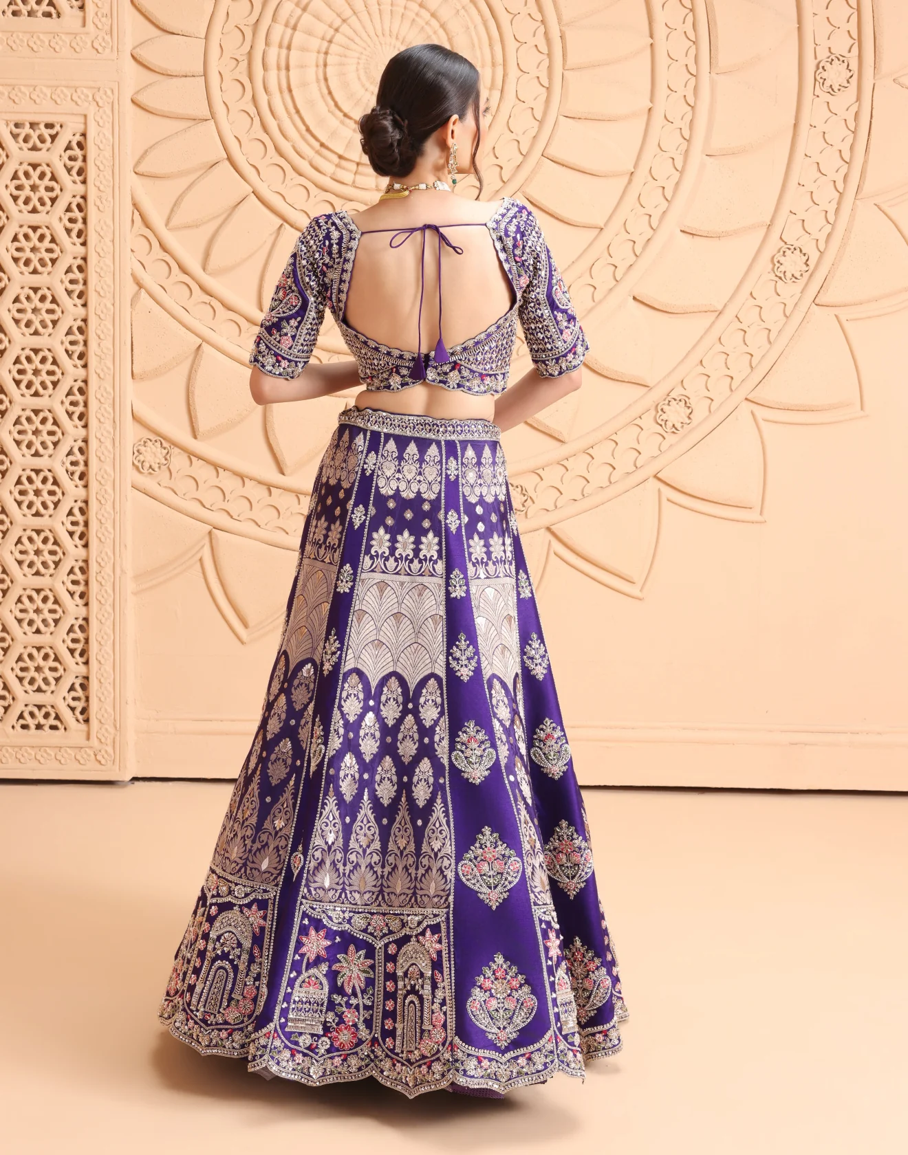 Rang-e-Noor Brocade Bridal Raw Silk Lehenga Set - Image 6