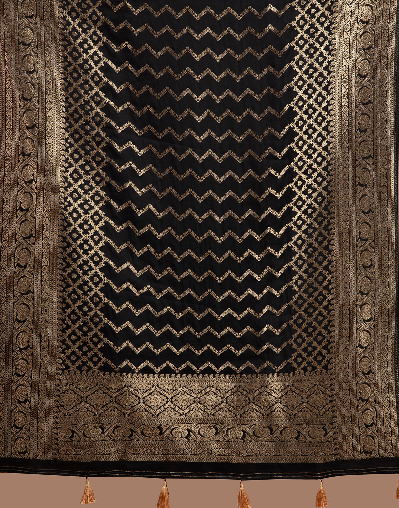 Raven Black With Zari Design Crepe Silk Unstitched Suit Set - Image 5