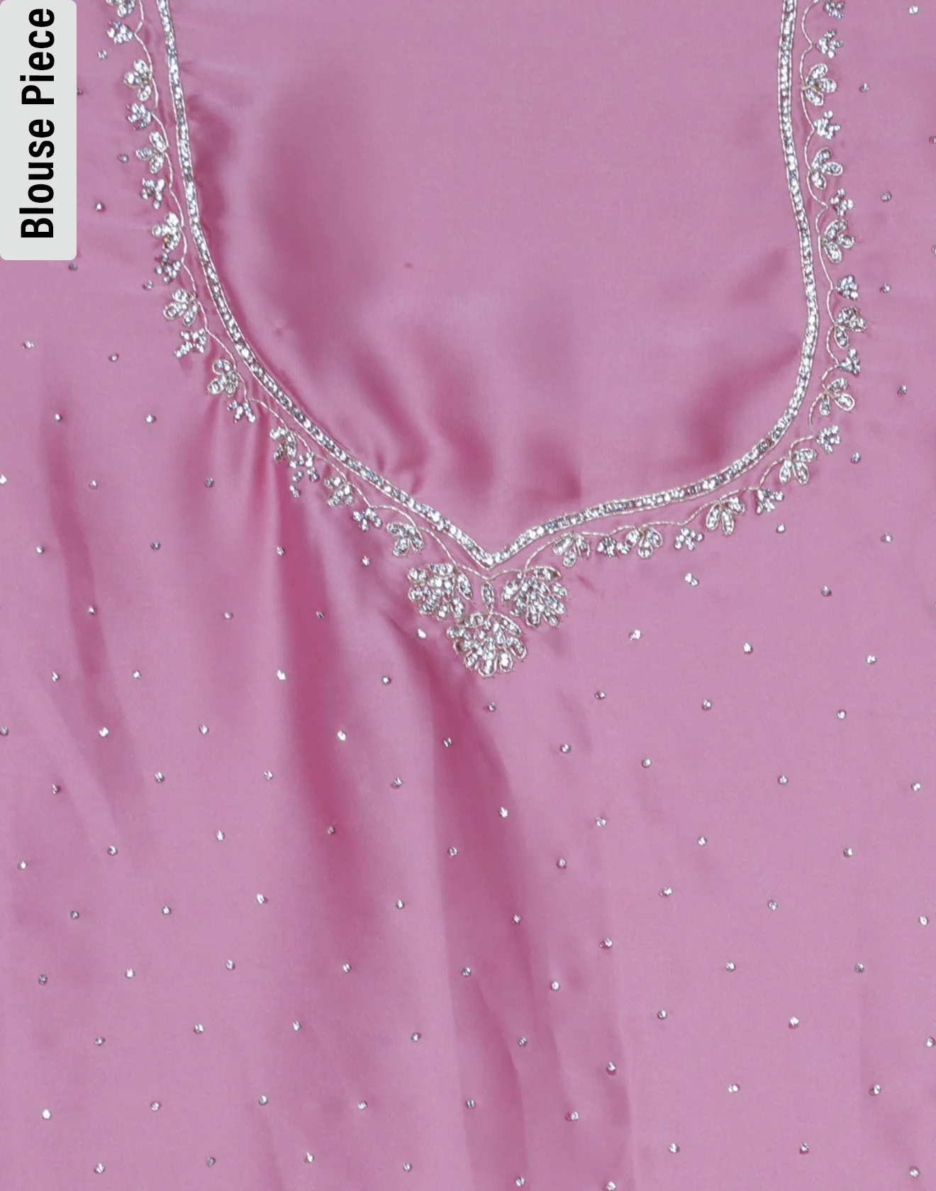Rosé Blush Satin Embellished Saree - Image 5